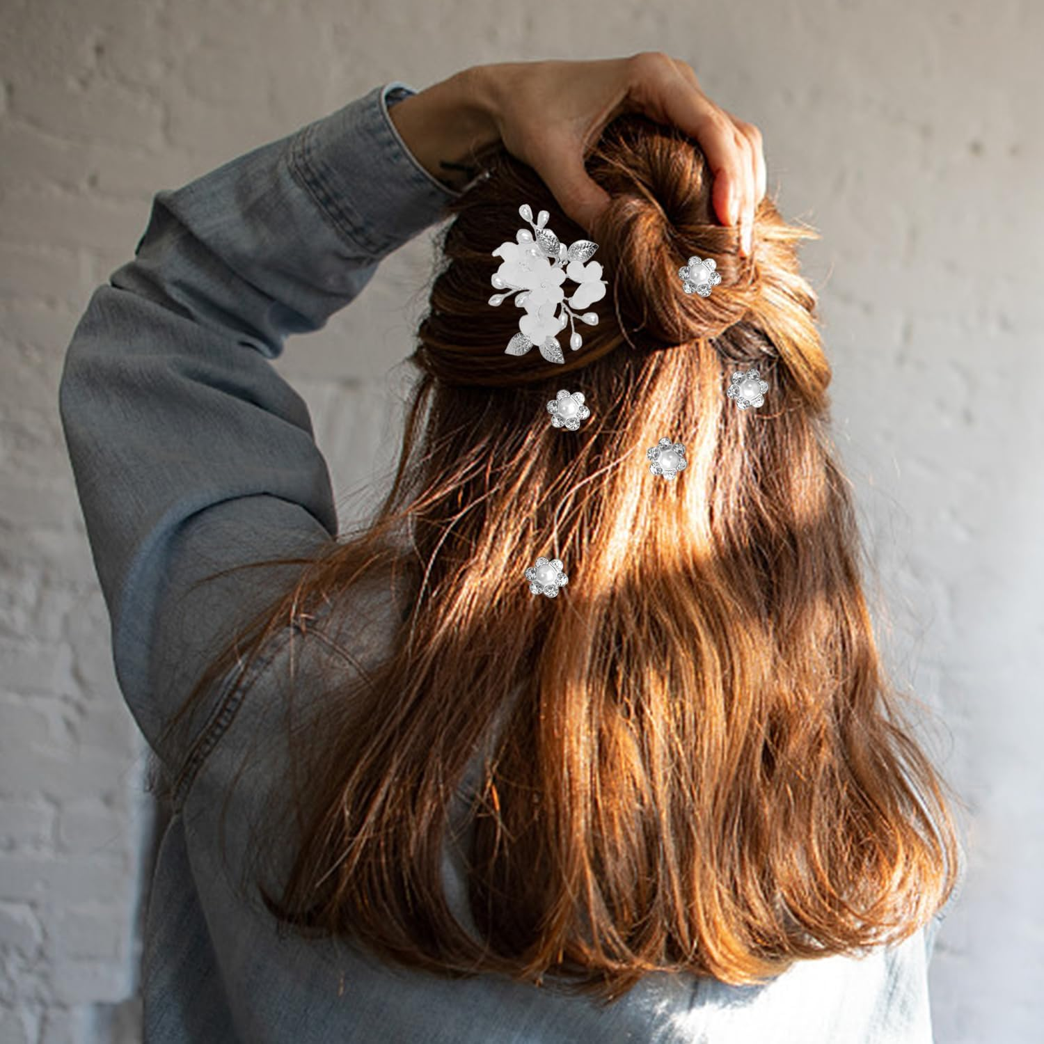 5 Pieces Flower and Leaf Hairpins, 12 Spiral Hair Accessories, Elee Hair Accessories, Hairstyle Decorations, Wedding Dressing Supplies.