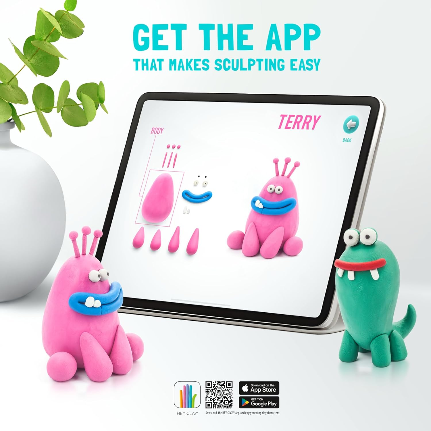 Hey Clay Monsters Set &ndash; 15 Cans Air Dry Clay with Sculpting Tools & Interactive App Instructions &ndash; Fun Modeling Kit for Kids Ages 4-8 image number 4