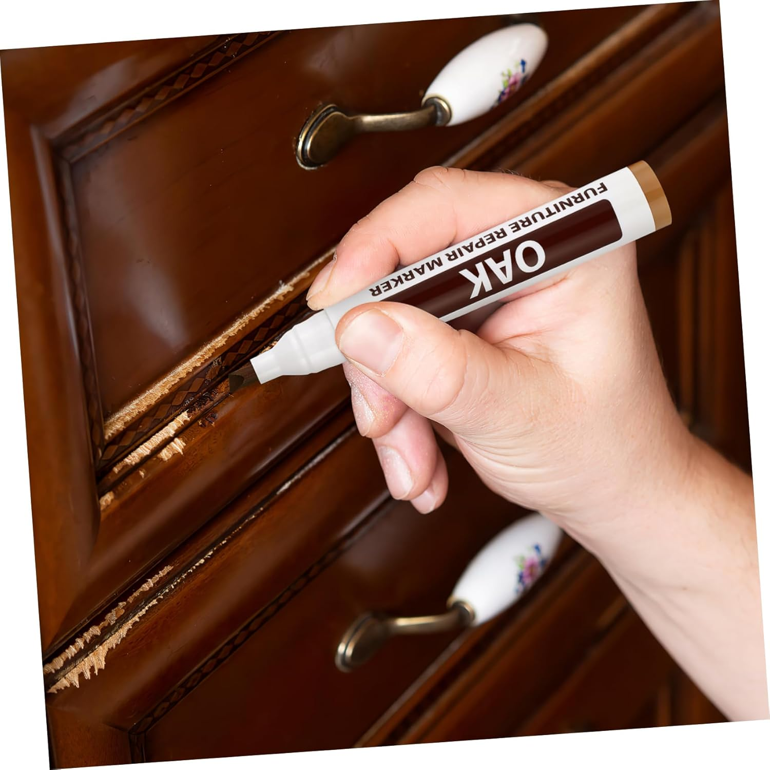 Furniture Touch up Markers 6Pcs Set Oil-Based Furniture Repair Pens Scratch Concealing Touch up Marker Kit for Cabinets Floors and Tables image number 5