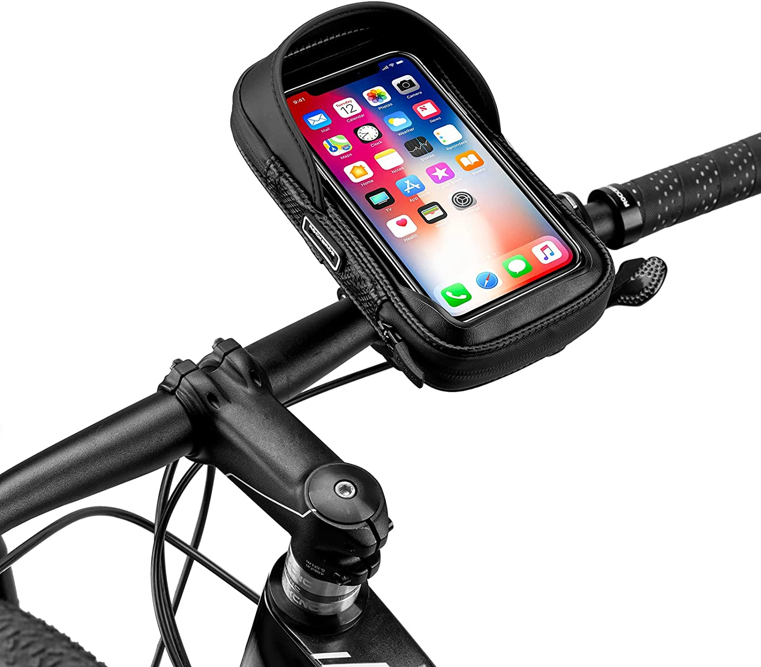 ROCKBROS Bike Phone Mount Bicycle Phone Holder Waterproof and Shockproof Bike Phone Pouch Cell Phone Case Compatible with Iphone 11/12 Pro Max 8 plus Phones below 6.8&rdquo; image number 3