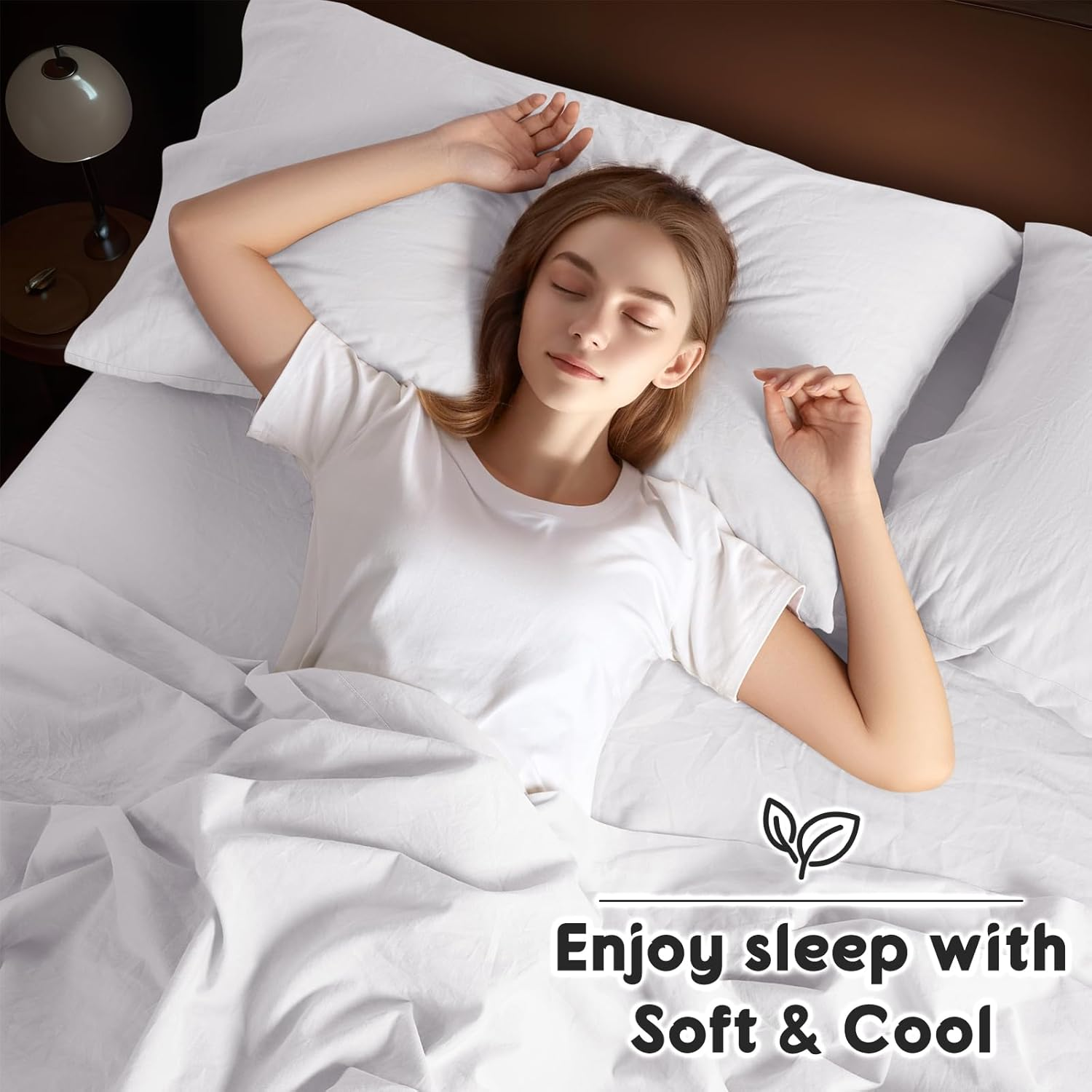 Shilucheng 100% French Linen Sheets - California King Size Bed Sheets, Breathable & Cooling Pure Linen Sheets,Soft Durable and Tear Resistant -16 Inch Deep Pocket - 4Pcs (White) image number 5