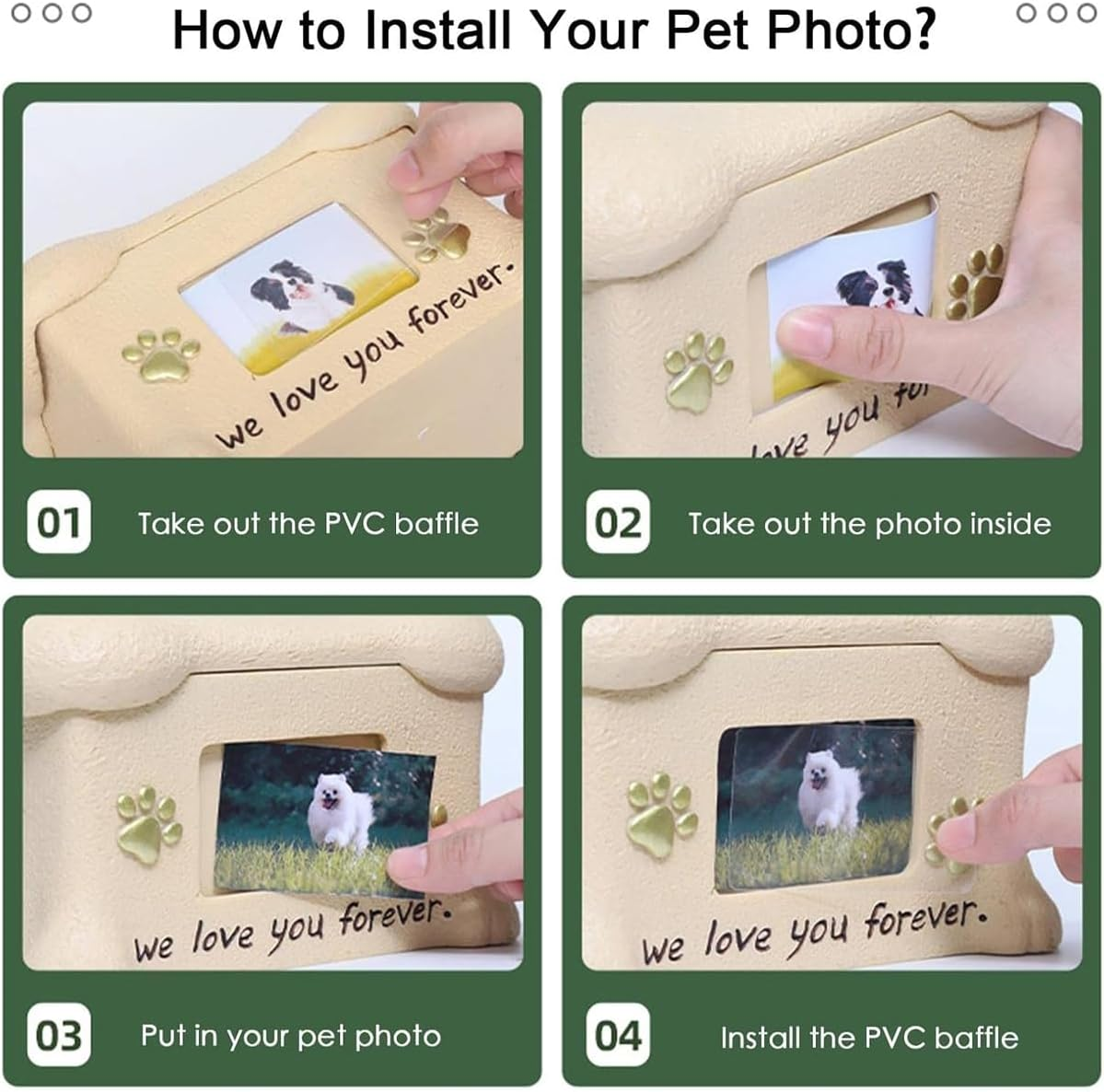 AIMALL Resin Pet Urn for Ashes - Memorial Keepsake Box for Dog, Cat, Puppy, or Kitten - with Photo Frame & Non-Slip Mat - Pet Cremation Urn for Beloved Pets image number 2