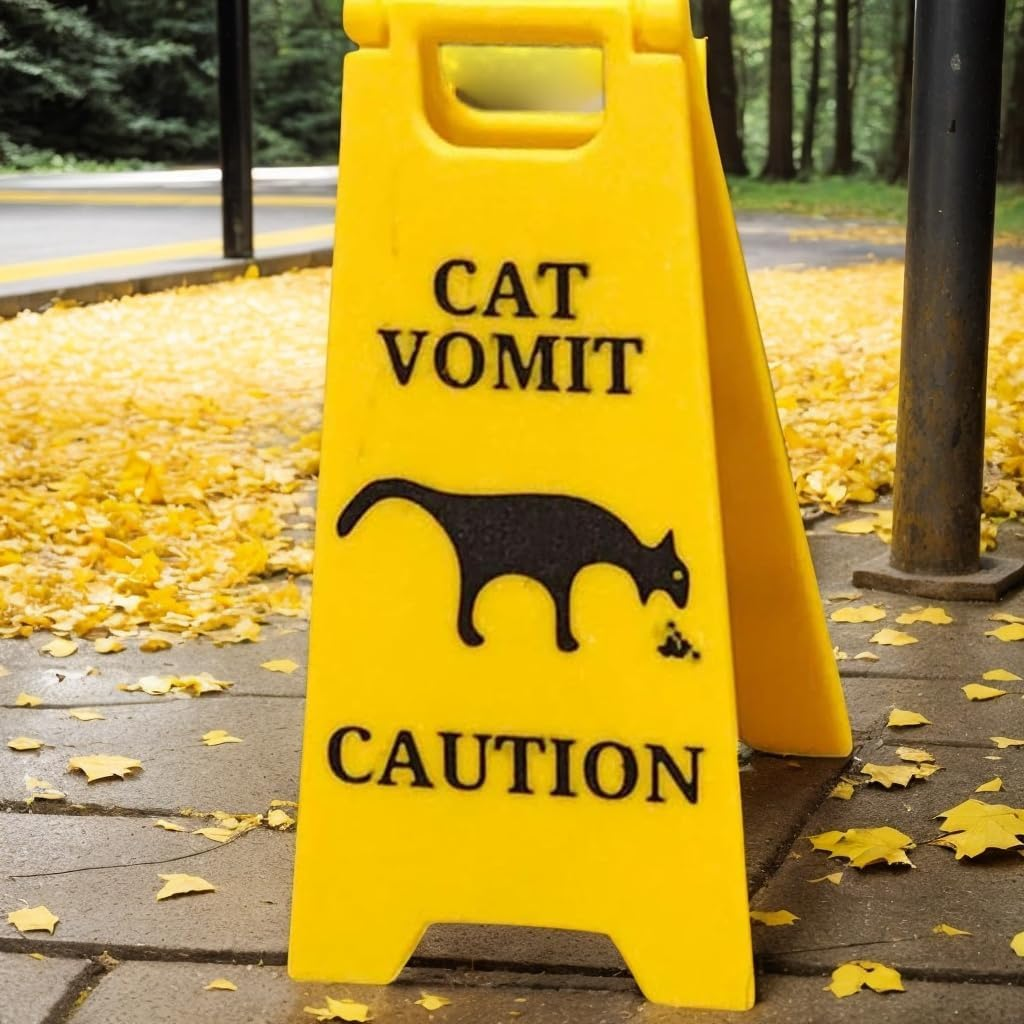 Afeamo Cat Vomit Sign, Funny Gag Cat Dog Vomit Warning Sign, Funny Yard Warning Sign Yard Decoration, Cat Dog Vomit Caution Sign, Cat Yard Sign, Prank Gift Cat Dog Lovers image number 5