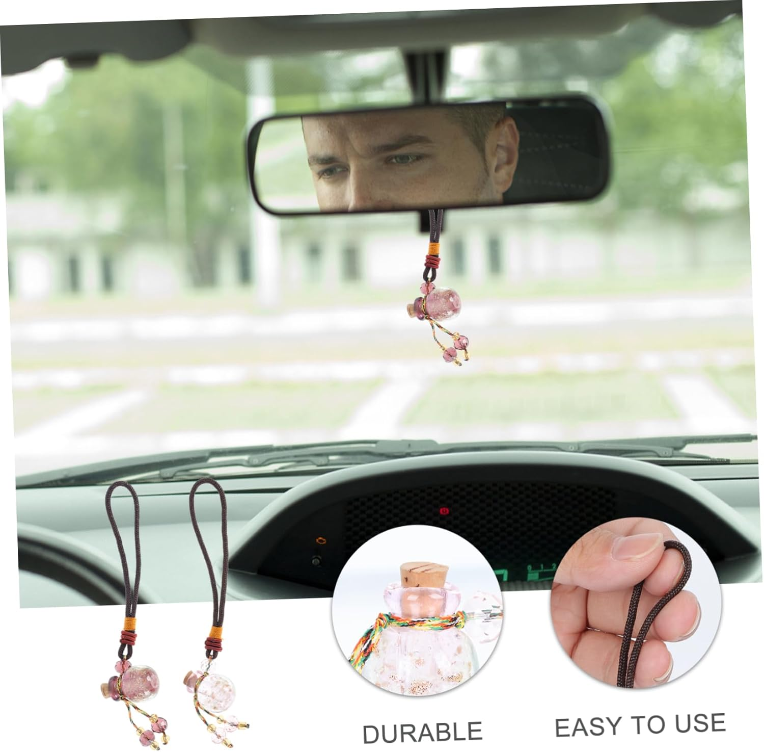 2Pcs Luminous Ball Perfume Bottle Necklaces Essence Oil Bottles for Car Pendants Handmade Glass Aromatherapy Accessories image number 6