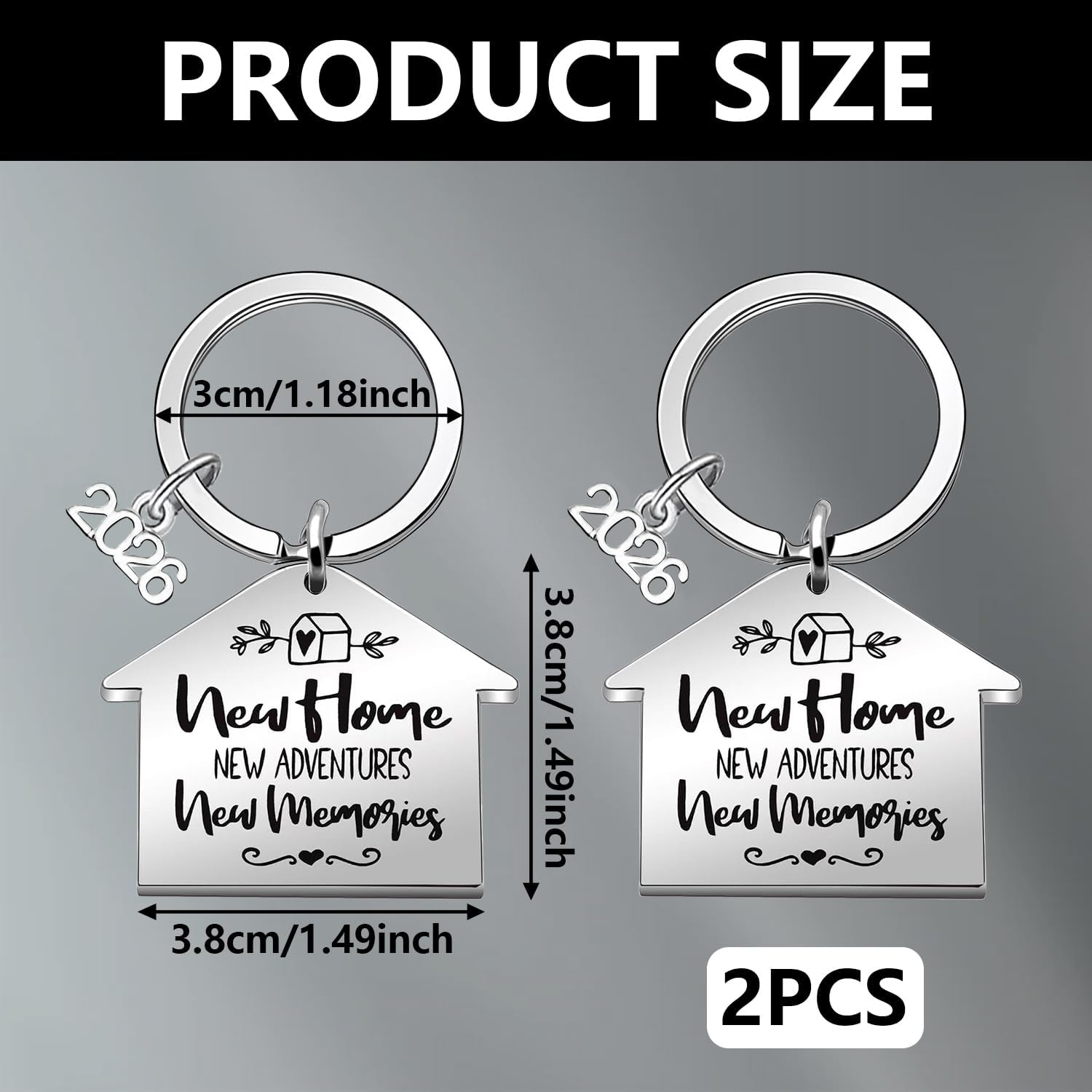 2 Pcs Housewarming New Home Gifts, Funcyboo New Home Keychain Housewarming Key Chain for Sweet Home Owner Wife Husband Present Lover