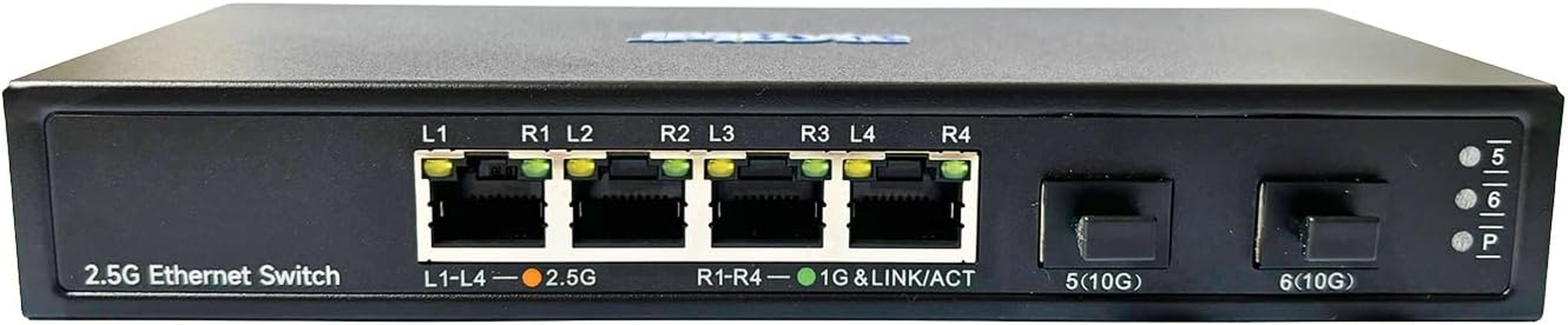 Jm-Byte 6-Port Desktop Ethernet Switch with 2 X 10G SFP/SFP+ Uplink Ports, 4 X 2.5 Gigabit RJ-45 Ethernet Ports, Unmanaged Network Switch, Plug & Play, Metal Case (JM-CN2059-X) image number 1