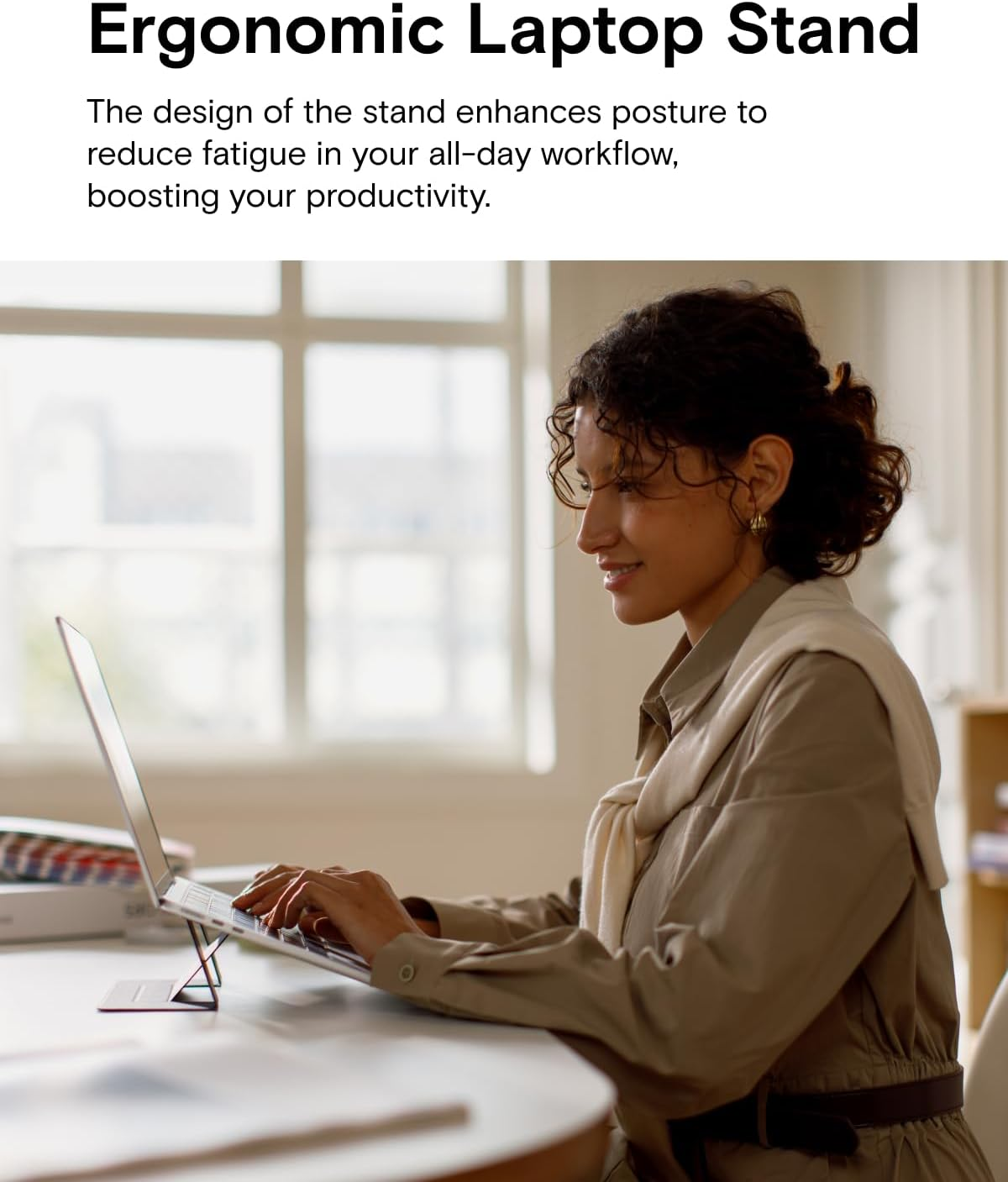 MOFT Laptop Stand for Desk, Adhesive Macbook Computer Stand with 2 Adjustable Viewing Angles, Foldable and Portable Laptop Riser Compatible with 11"-16" Laptops, Grey