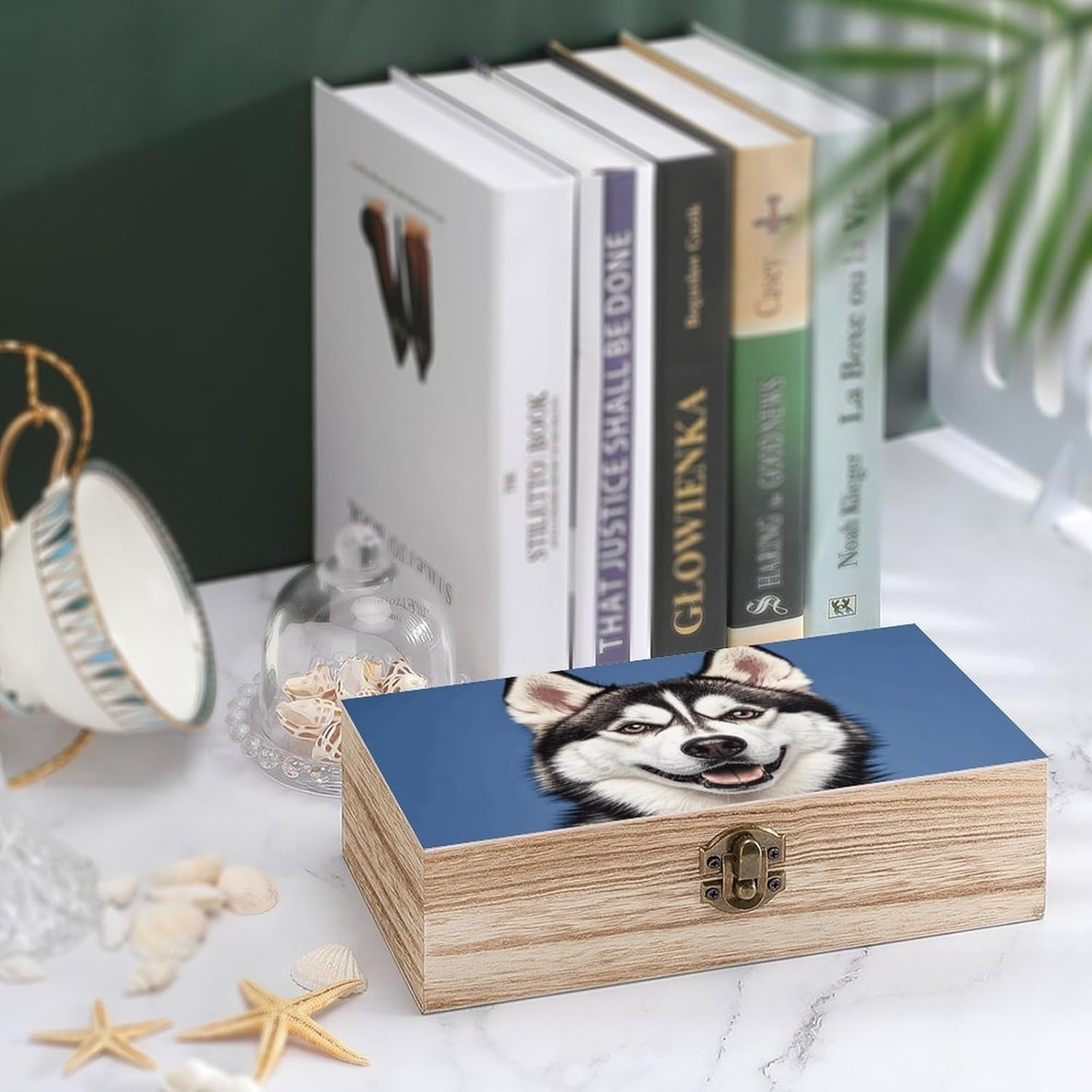 Husky Dog Wooden Box Wood Wedding Keepsake Boxes with Lids Small Decorative Boxes Lightweight Wooden Memory Storage Box for Crafts Keepsakes Jewelry Photo Letter Storage image number 6