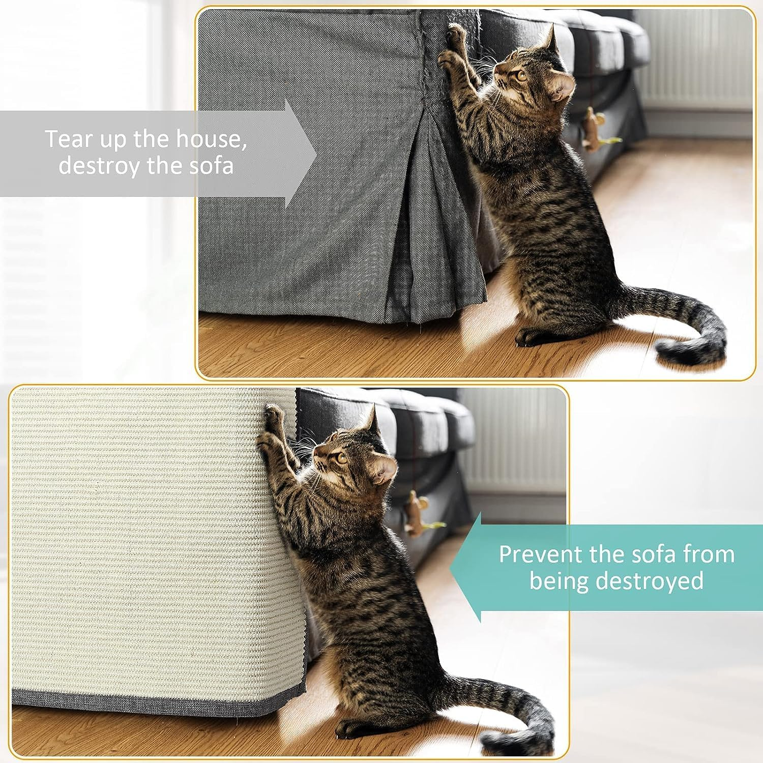 CULOTOL anti Cat Scratch Furniture Protectors, Sisal Cat Scratcher, Cat Couch Corner Sided Sofa anti Scratching & Cat Training, for Protecting Couch Sofa Chair Furniture (Dark Gray, Right Armrest) image number 6