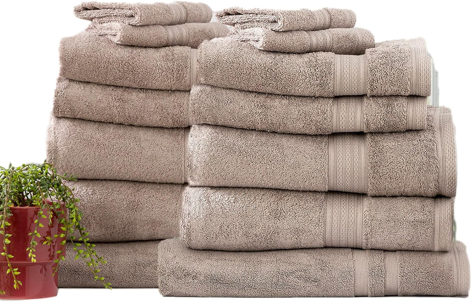 14Pc Renee Taylor Stella Bath Towel/Mat Set Soft Bamboo Cotton 650 GSM Pewter