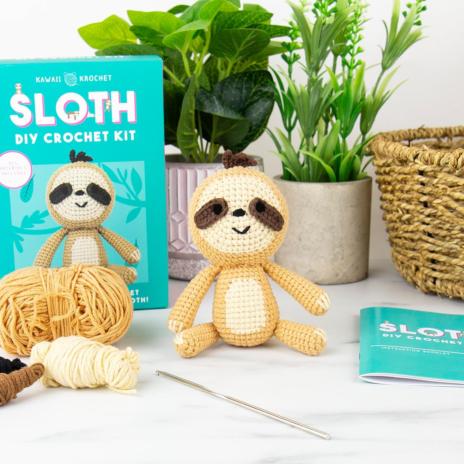 Gift Republic Sloth DIY Crochet Kit, Make Your Own Crochet Sloth, Includes Hook, Yarn, Stuffing and Instructions, Fun Craft for Beginners, Handmade Project Kit image number 2