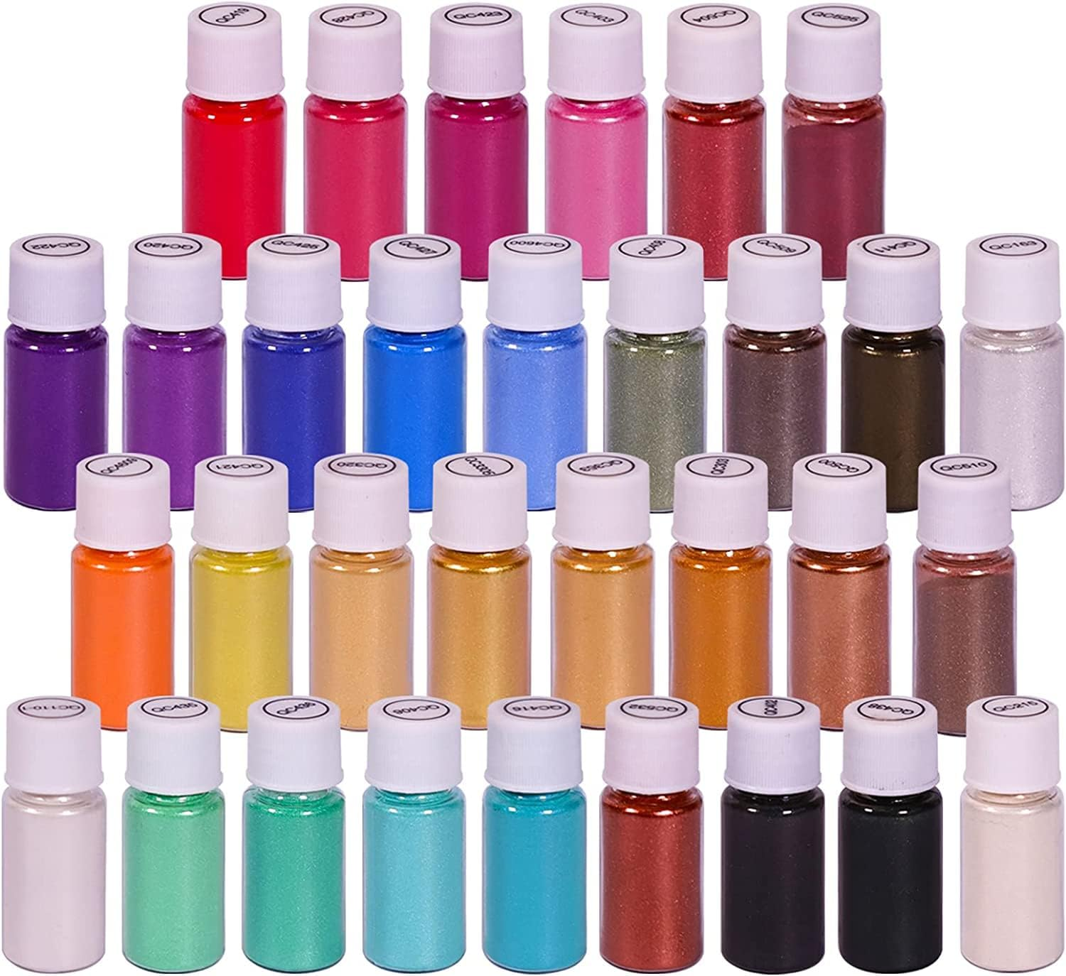 SEISSO Mica Powder for Epoxy, Mica Pigment 32 Colors Vibrant Shimmery with Labeled Jar, Epoxy Resin Project, Crafting, Soap Making Supplies, Lip Gloss, Slime, Bath Bomb, Acrylic Paints, 5 Grams/Color