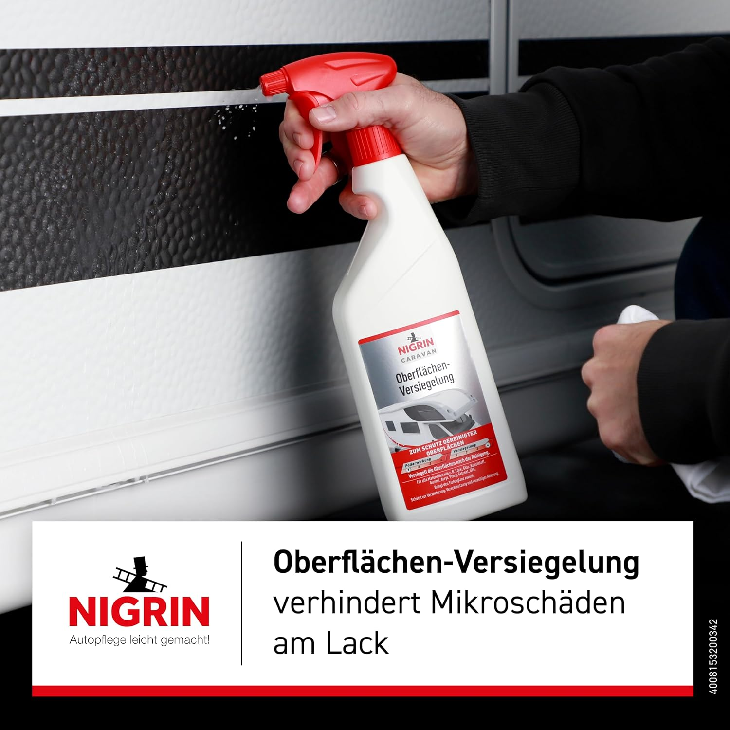 NIGRIN CARAVAN Tent Roof Cleaner for Awnings and Textile Awnings, Cleans Gently and Thoroughly, Removes Stubborn Stains, Reduces New Soiling, Refreshes Colour, 0.75 L image number 3