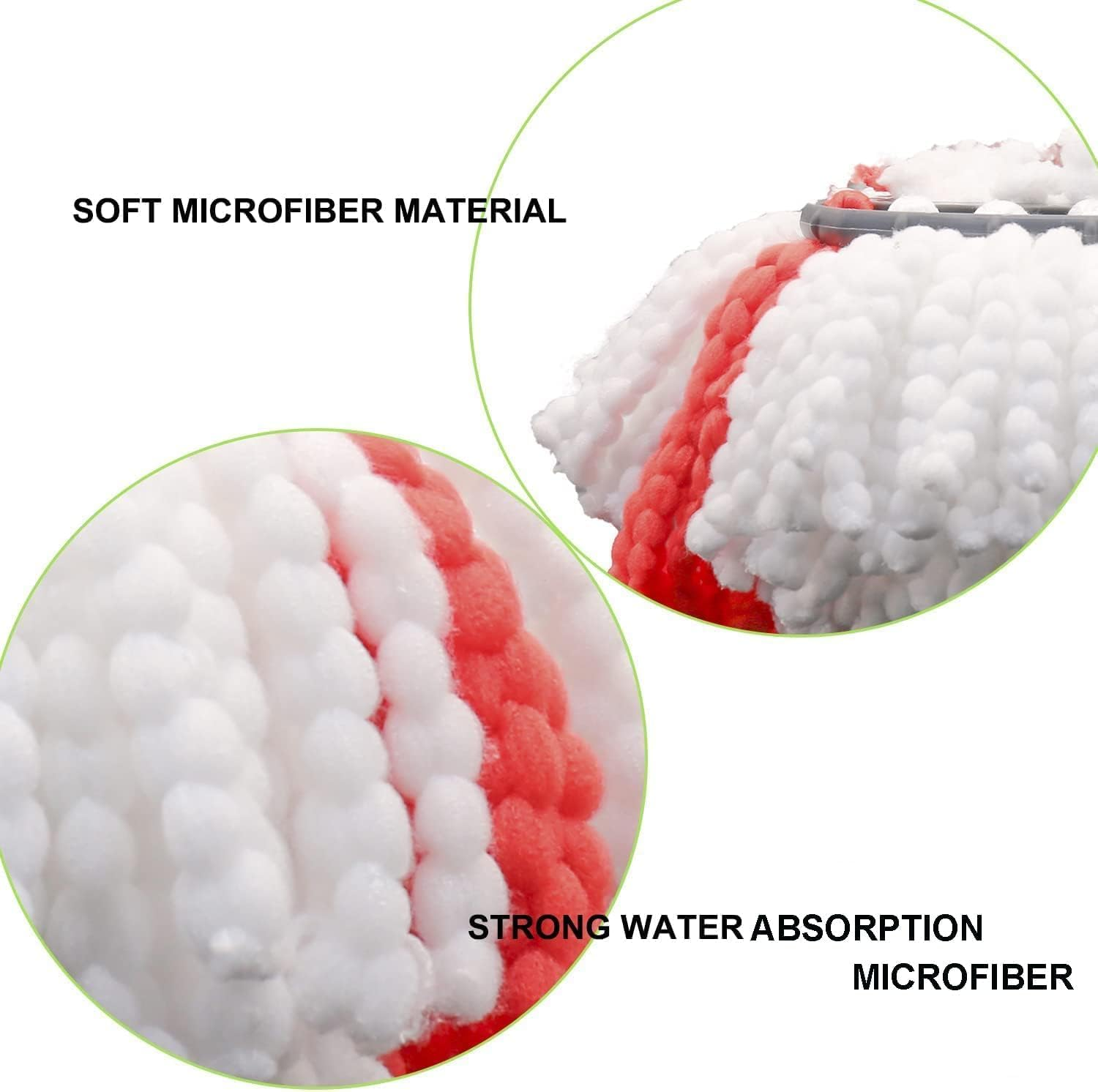 Flic-Flac 4Pcs Spin Mop Heads Replacement Compatible with Vileda,O-Cedar Spin Mop,Easy Wring Dust Mop Head Replacement for Floor Cleaning, Red-White,Triangle Shapeeplacement for Floor Cleaning image number 6