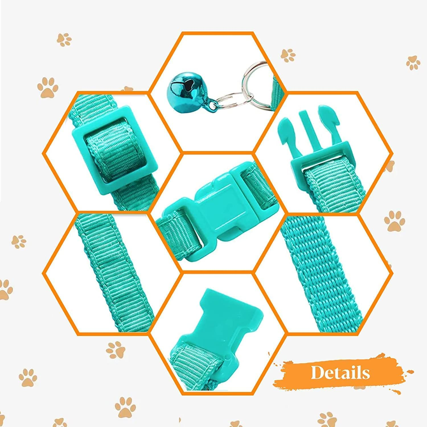 Cat and Dog Identification Collar with Bells and Reflective Identification Dog Collar, Super Soft Adjustable Nylon Reflective Identification Collar for Newborn Pets and Small Dogs.；；12-Piece Cat Collar Set with Bell and Safety Buckle, Width 7.5/13 Inches, Soft Adjustable Kitten Collar, Cute Pet Collar for Dogs and Cats image number 4