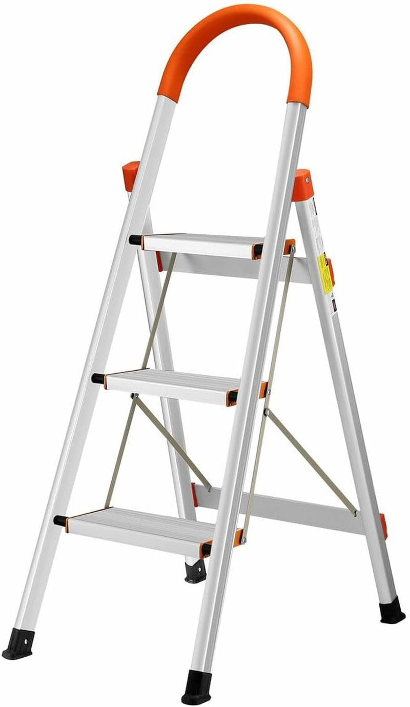 3 Step Folding Ladder Foldable Stool Collapsible Platform Aluminium Portable Lightweight Stairs Stepladder with Foam Handrail image number 1