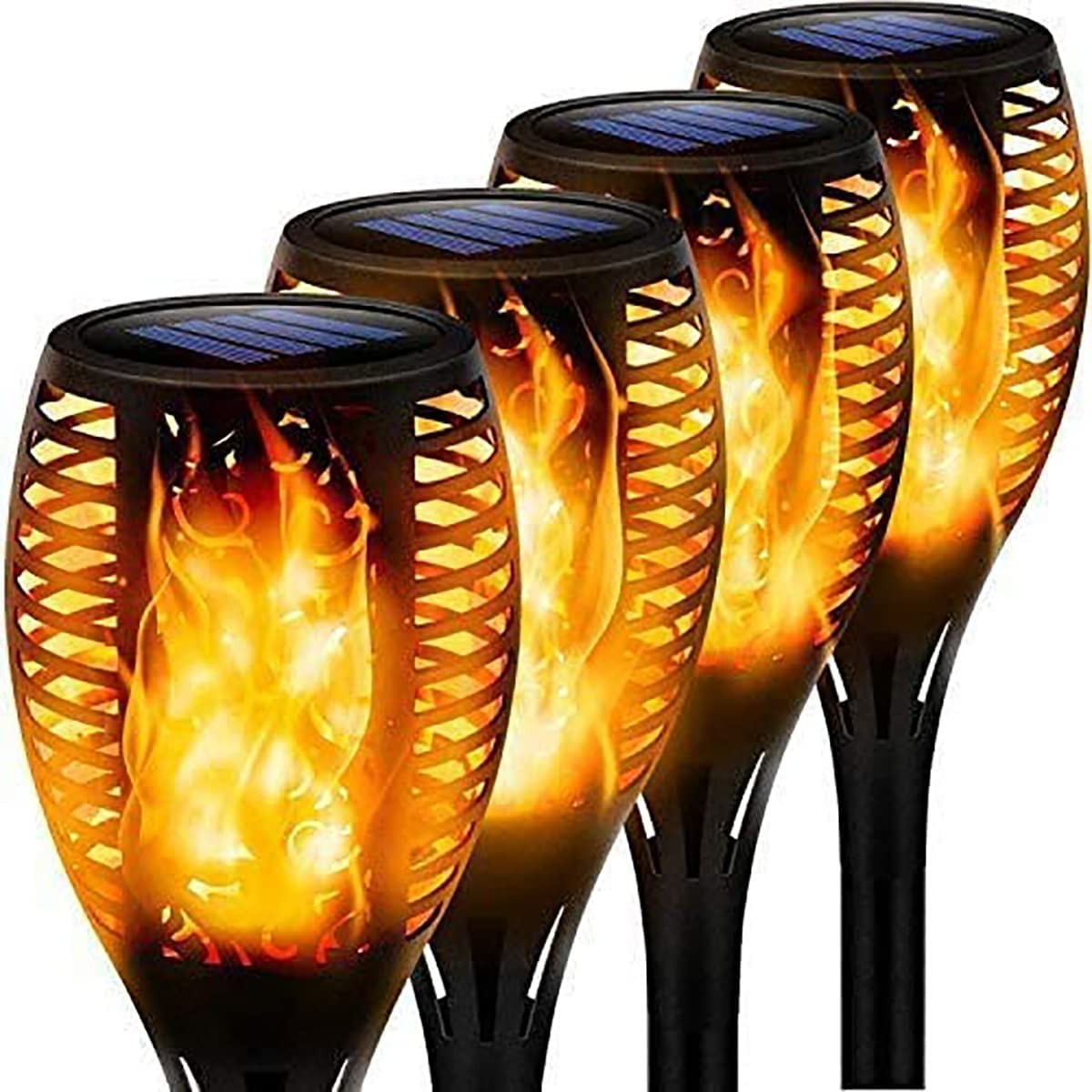 4-Pack Solar Lights Outdoor with Flickering Dancing Flame - Waterproof Landscape Torch for Garden, Pathway, Patio, Yard, Driveway - Outdoor Decoration image number 3