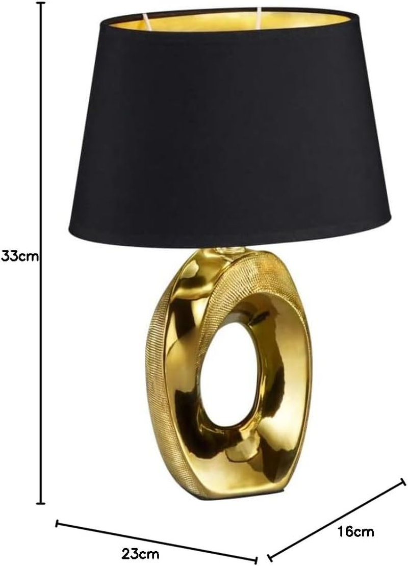 Reality Leuchten Taba R50511079 Ceramic Table Lamp with Black/Gold Fabric Shade Height 33 Cm image number 4