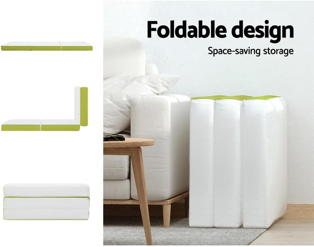 Giselle Bedding Foldable Mattress 190 X 79 X 10Cm Folding Cushion Covers Camping Floor Mat Portable Travel Sleeping, Sofa Bed Pad Home Office, Mesh Fabric Single image number 2