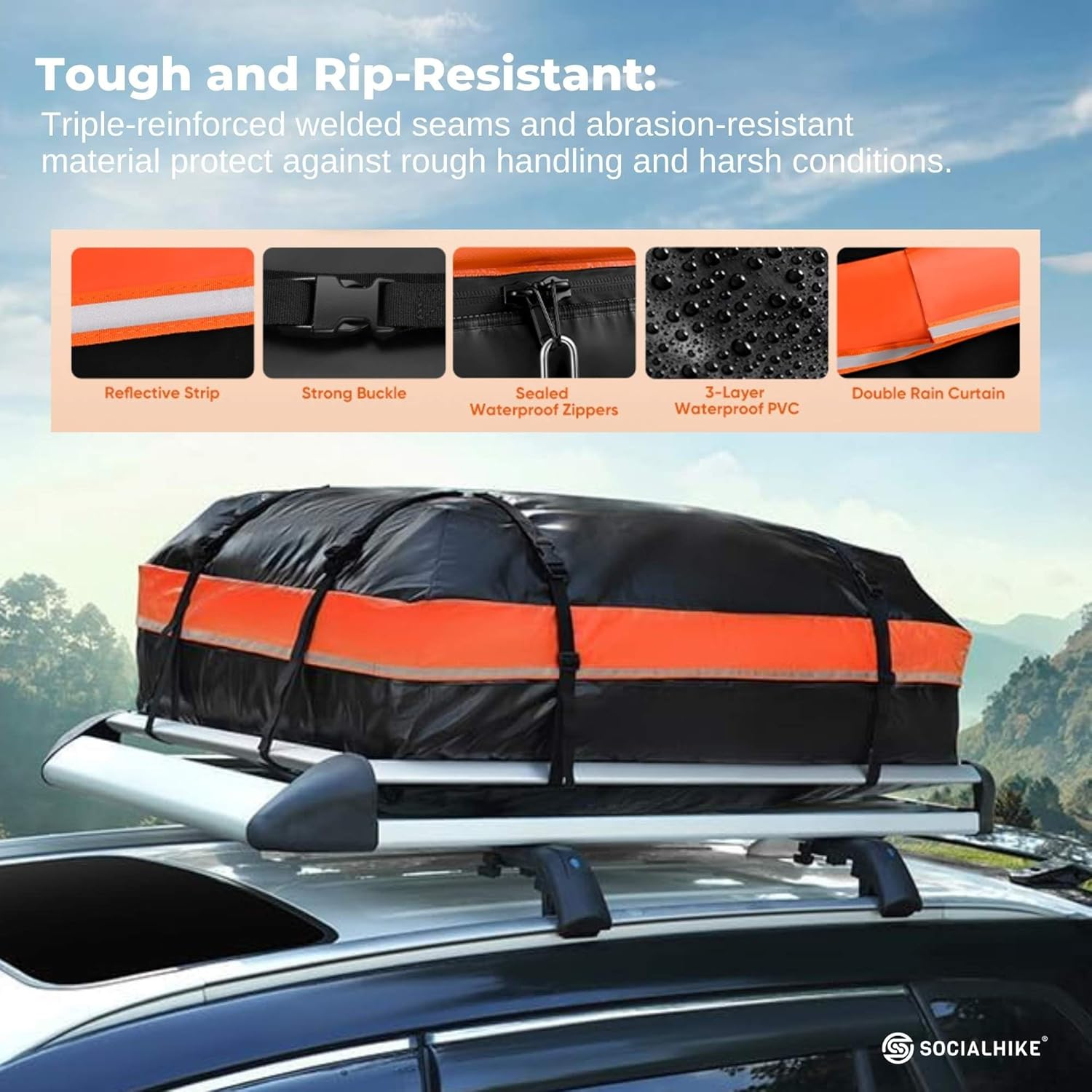 428L Car Rooftop Storage Carrier - Soft-Shell Waterproof Roof Bag image number 5