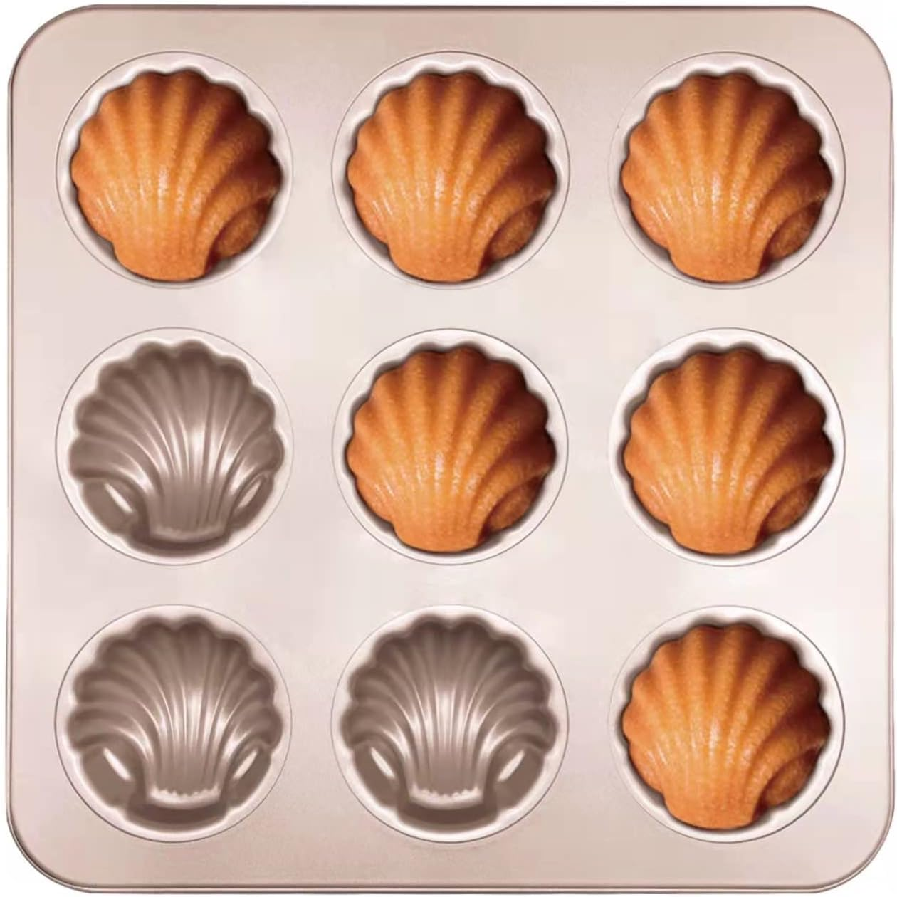 Madeleine Baking Moulds Shell Mould Cake Mould Bear Paws Baking Mould Non-Stick Madeleine Baking Tray Mould French Dessert Baking Mould Made of Carbon Steel 9 Cavities for Muffins Brownies Bread image number 2