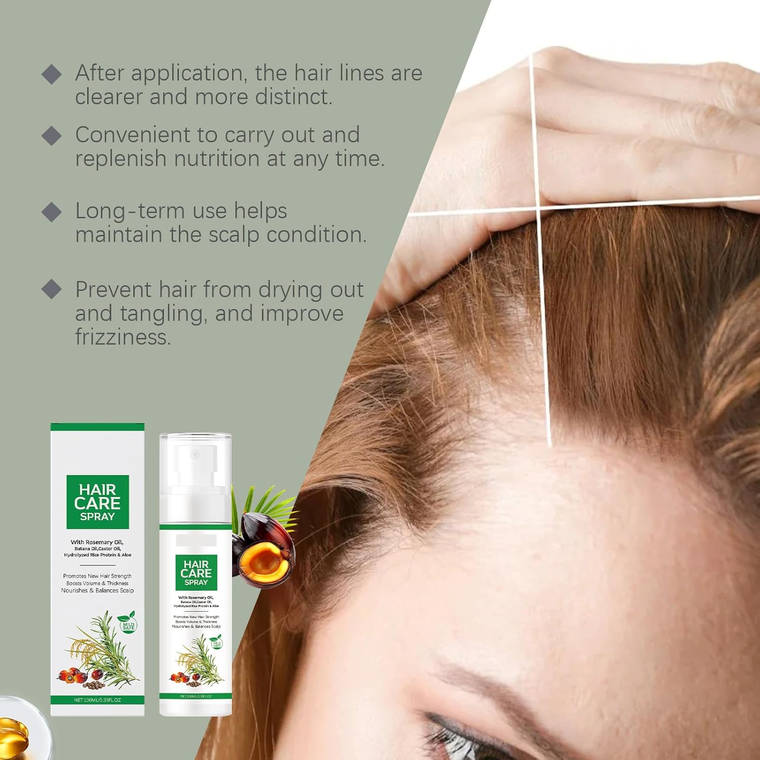 Scalp Serum-100Ml Hair Growth Serum Spray with Rosemary and Castor Oil，Hair Serum for Hair Growth for Men & Women (2 PCS) image number 2