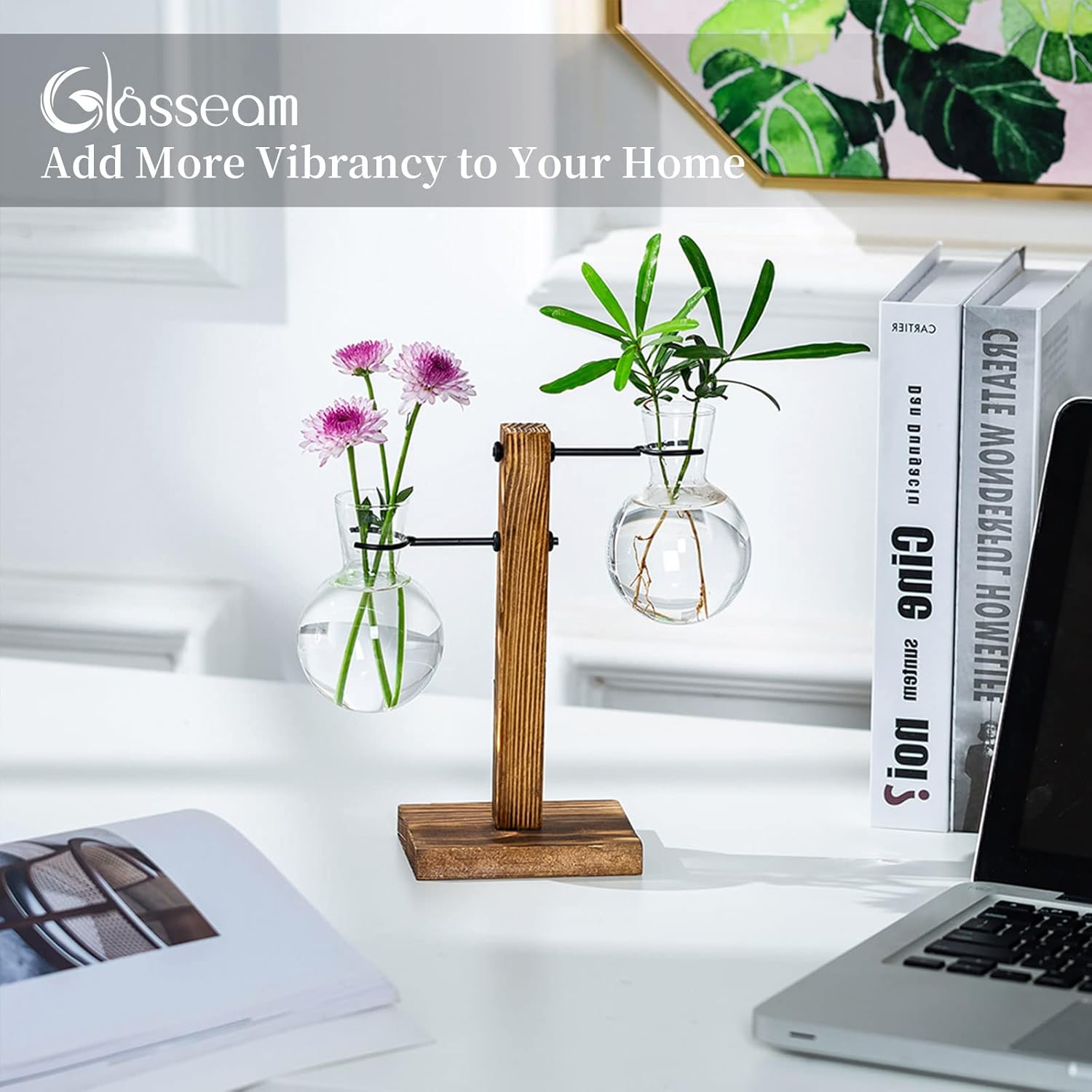 Glasseam Plant Propagation Station Glass Terrarium Cute Propogation Stations Hydroponic Vase Bulb Planter for Indoor Plants Desktop Propagated Jars for Home Office Decor Birthday image number 6