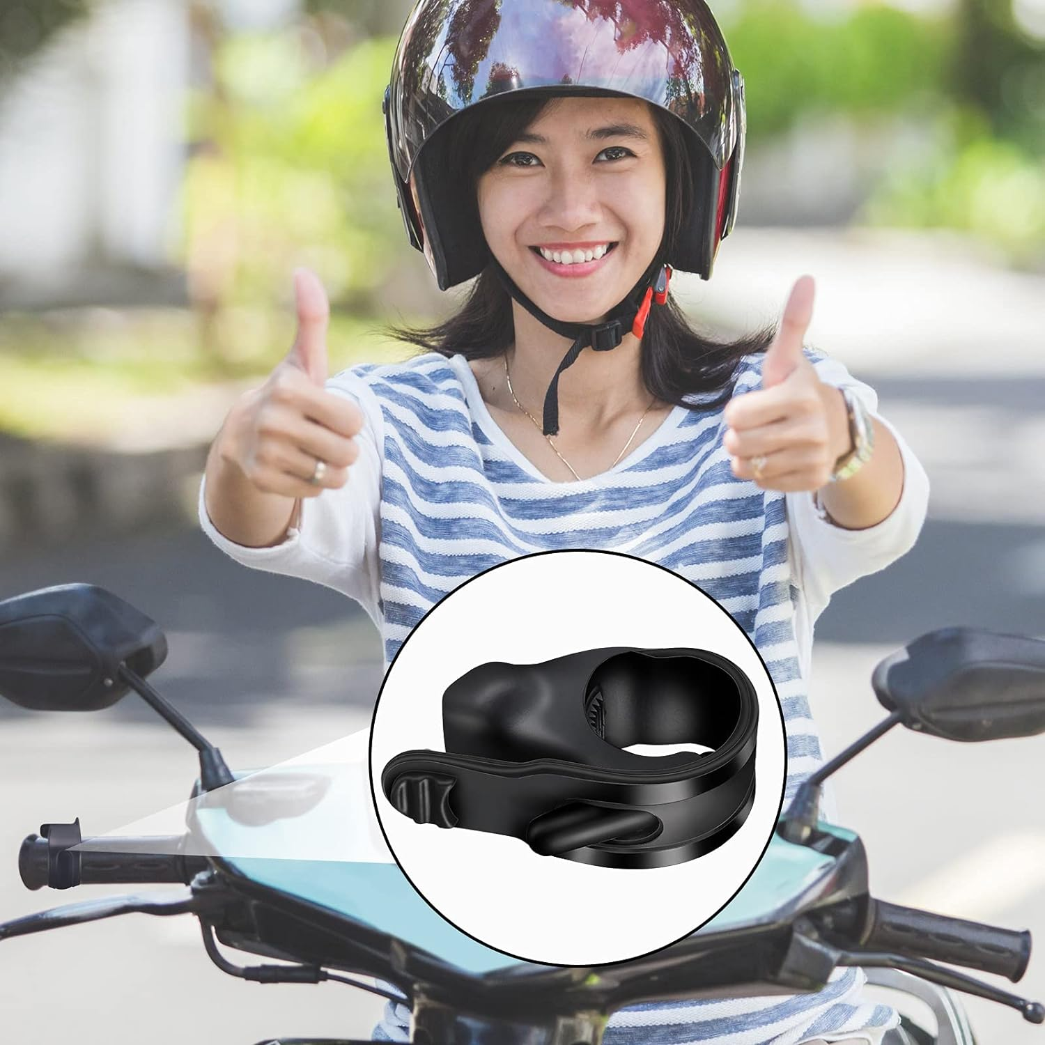 Frienda 4Pcs ABS Motorcycle Throttle Holder Cruise Assist Control Grip Handlebar Black Plastic Universal Compatible with Motorcycle Scooter Electric Bike Motorbike Throttle Grip image number 5