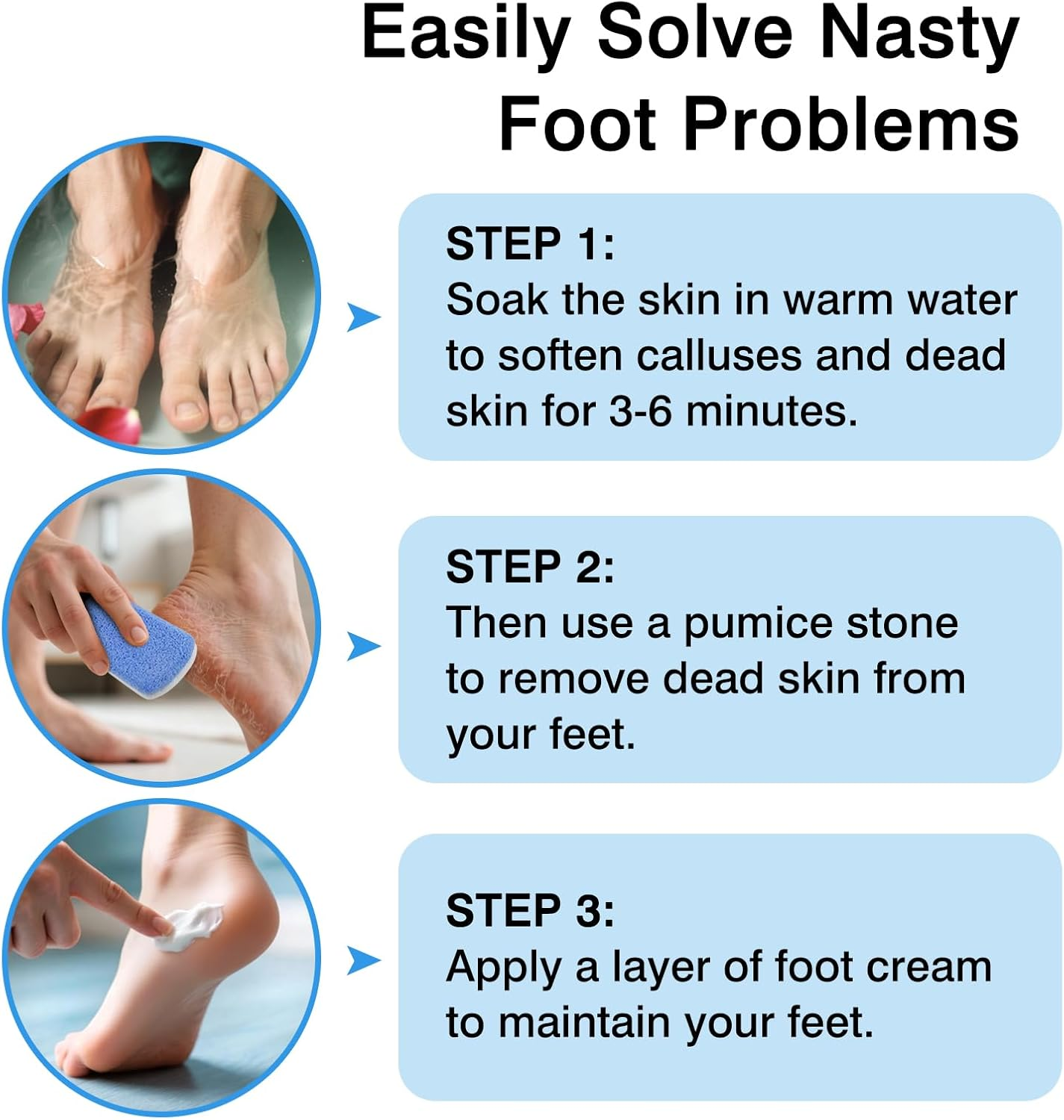 Durable Callus Remover & Dual-Sided Foot Scrubber for Exfoliation and Pedicure ，2-Pack Glass Pumice Stones image number 3