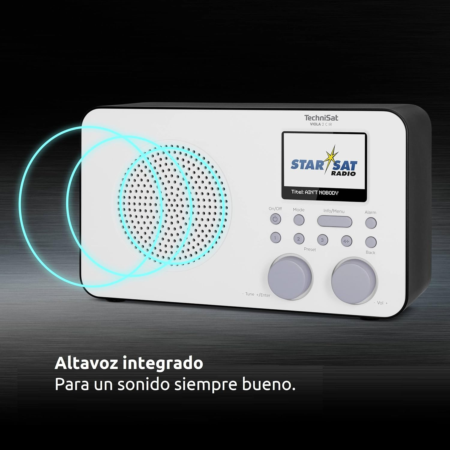 Technisat Viola 2 C IR - Portable Internet Radio (DAB+, FM, Wifi, 2.4 Inch Colour Display, Headphone Jack, Alarm Clock, Sleep Timer, 3 Watt RMS, Battery, Power Supply) White/Black image number 2