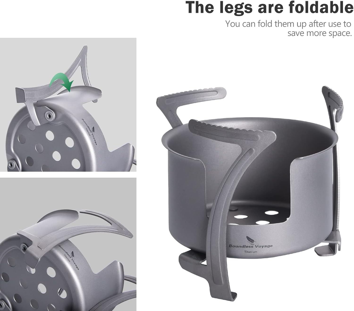 Boundless Voyage Titanium Alcohol Stove Spirit Burner with Fire Cover Outdoor Wood Stove with Stands Brackets Camping Multi-Fuels Ultralight Backpacking Stove ((Stove + Bracket)) image number 2