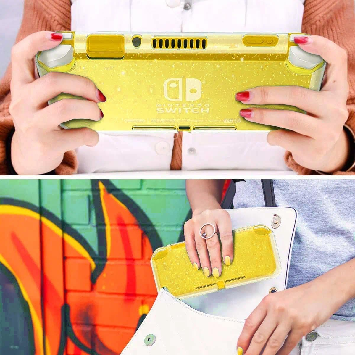 Unron Glitter TPU Protective Case for Nintendo Switch Lite, Shockproof and Anti-Scratch Cover with Liquid Crystal Design image number 6