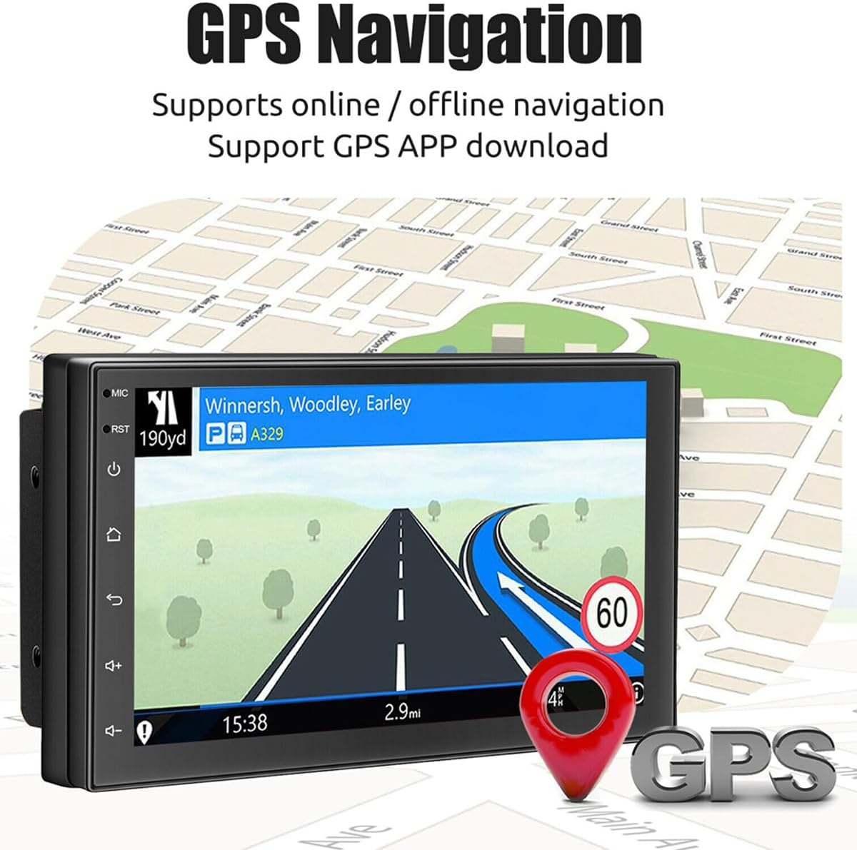 Double Din Car Stereo Compatible with Wireless & Wired Apple Carplay and Android Auto, 7 Inch Android 11 Car Radio Receivers, Bluetooth, Backup Camera, Mirror Link,Gps/Wifi/Usb, FM/RDS Radio image number 3