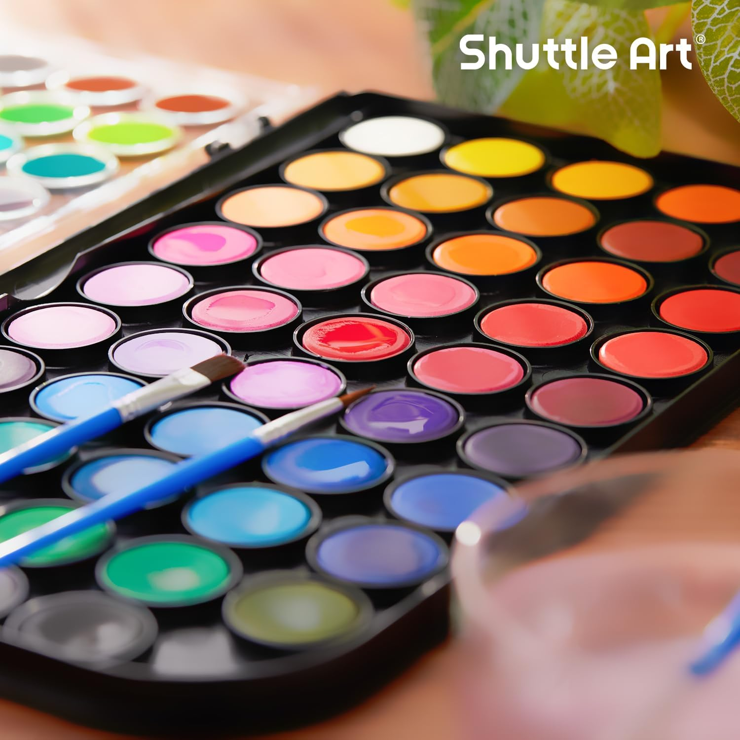 Shuttle Art 48 Colours Watercolour Paints, Watercolour Paint Set with 3 Paint Brushes Easy to Blend Colors, Non-Toxic Perfect for Kids Adults Beginners Artist Watercolour Painting
