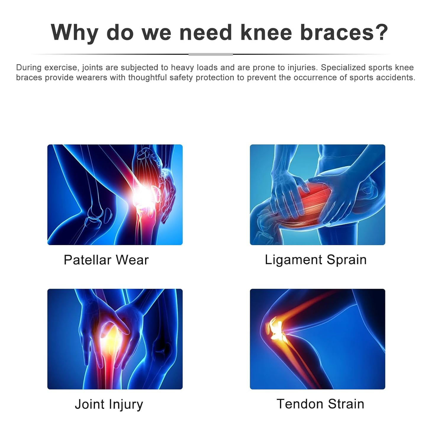 Beleeb Knee Support, Adjustable Knee Brace to Protect Patellar Meniscus, SBR Thickened Shock Absorbers & Dual Sprung Brace to Relif Pain and Sports Injury, Black image number 2