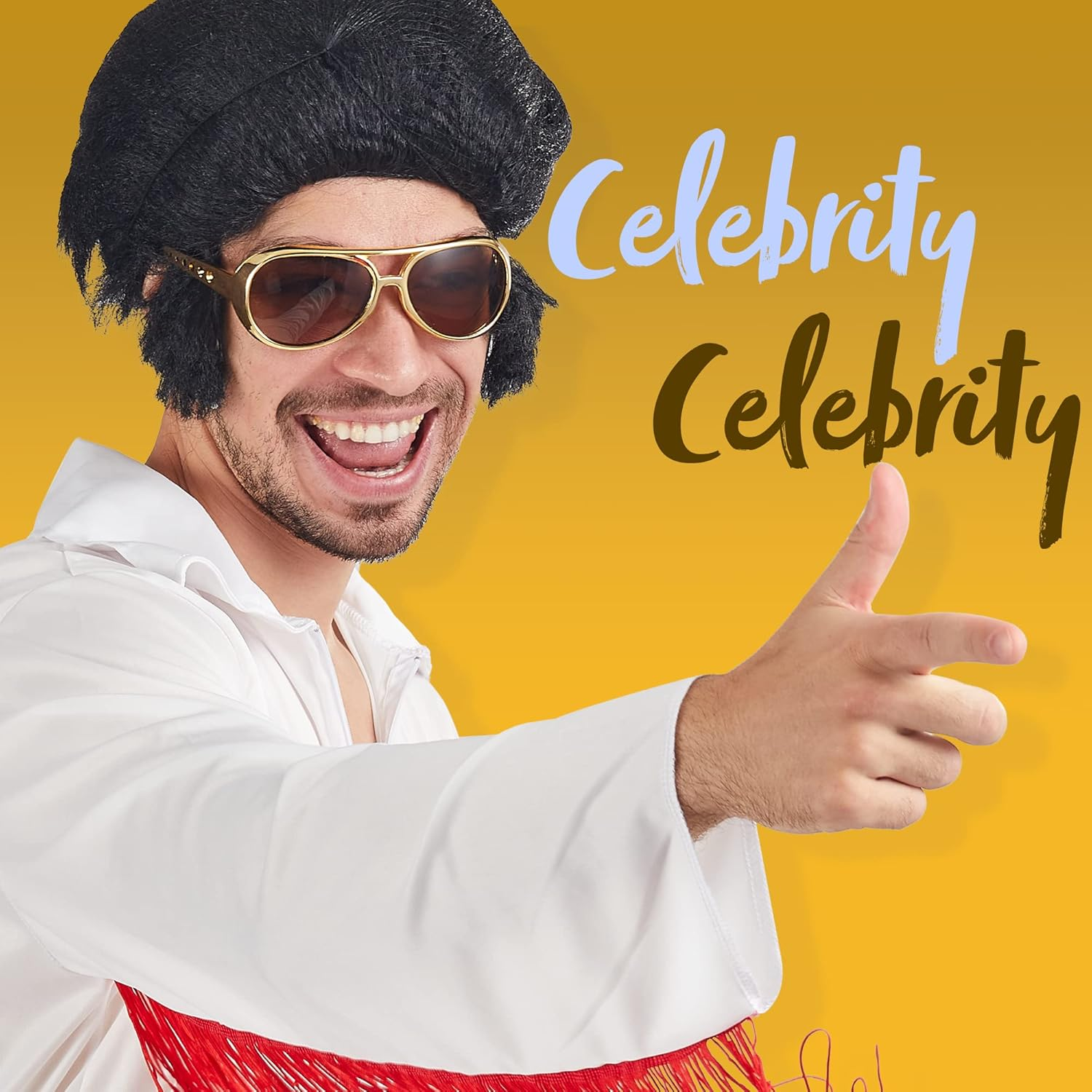 Spooktacular Creations Gold Sunglasses Disco Glasses, 50&rsquo;S 60&rsquo;S 70'S Glasses for Halloween Party Costume Rockstar Accessories, Gold Celebrity Sunglasses for Women and Men