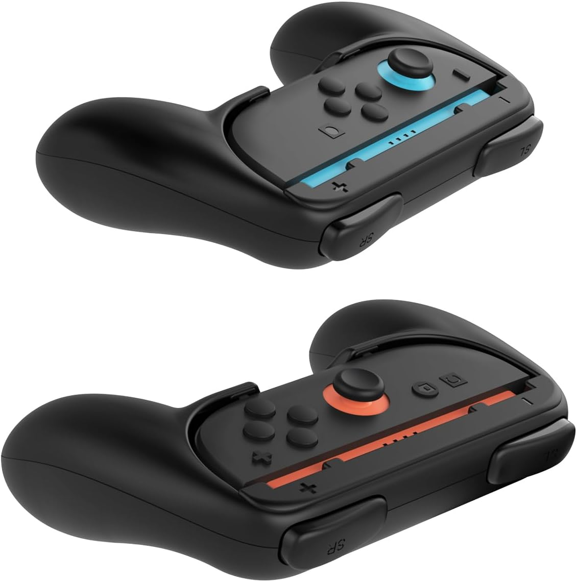 Grip for Nintendo Switch 2 Joyc Ons, [Ergonomic Design] Wear-Resistant Comfort Game Controller Handle Kit for Nintendo Switch 2 Joy-C on (2-Pack) (Black) - Pink Green White image number 2