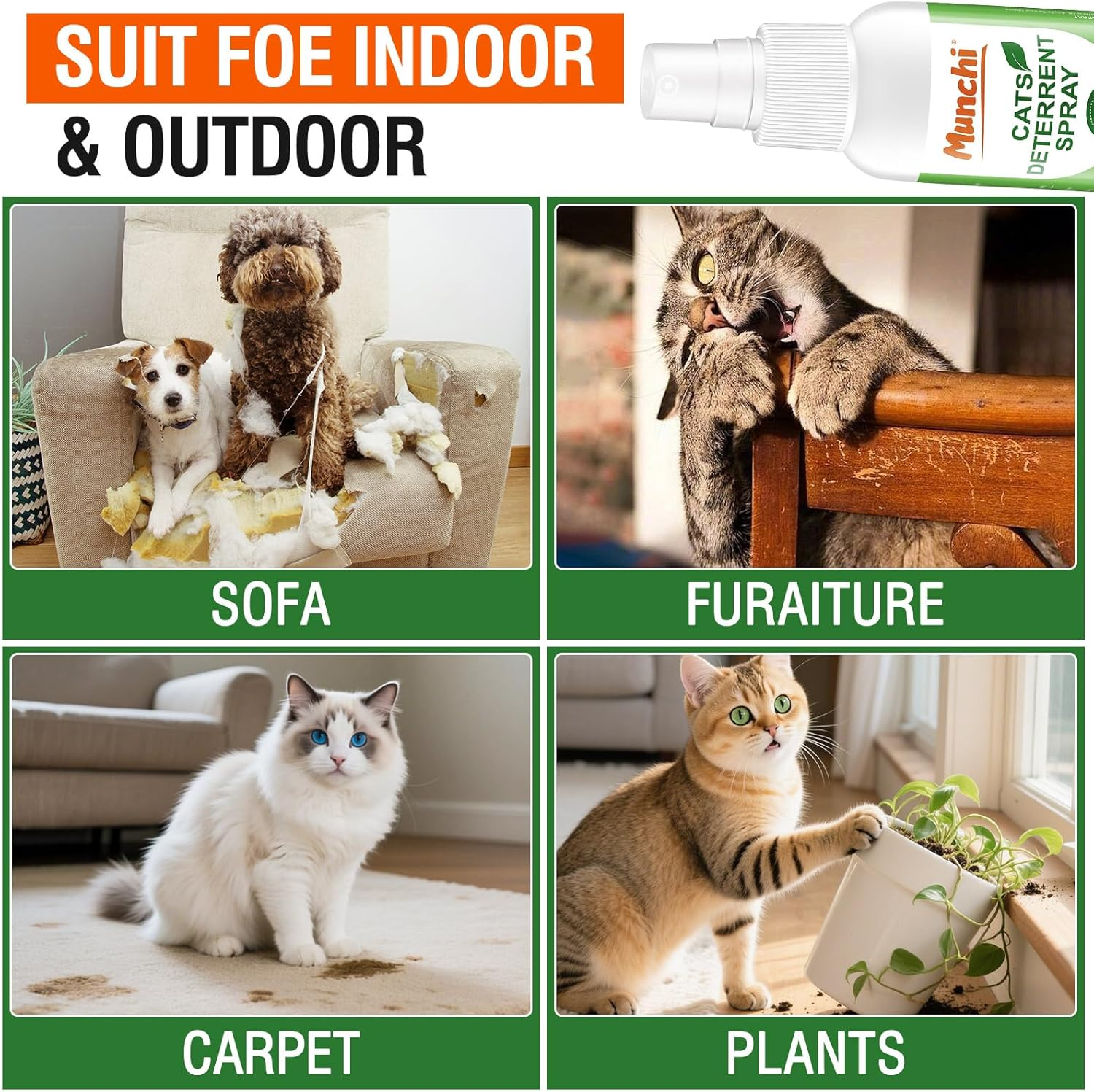 Cat Scratch Deterrent Spray,Natural Cat Repellent Spray for Furniture Indoor & Outdoor, No Scratch Training Aid,Prevent Scratching, Digging & Chewing image number 1