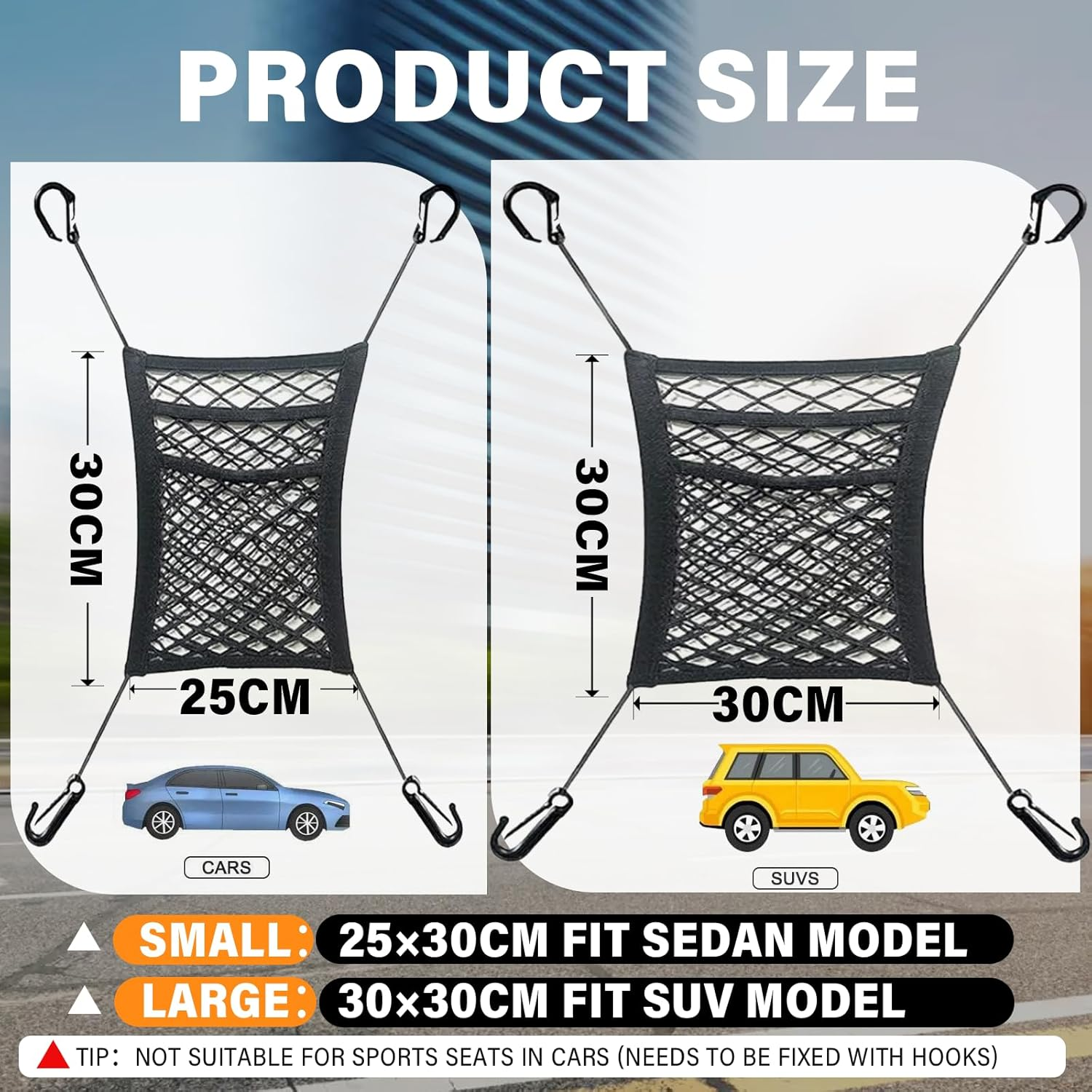 Viiotu 3 Layer Purse Holder for Car, Seat Back Net Bag, Universal for Cars, SUV &Sedan, Durable Car Organisation for Safe Driving with Children Pets (Large) image number 4