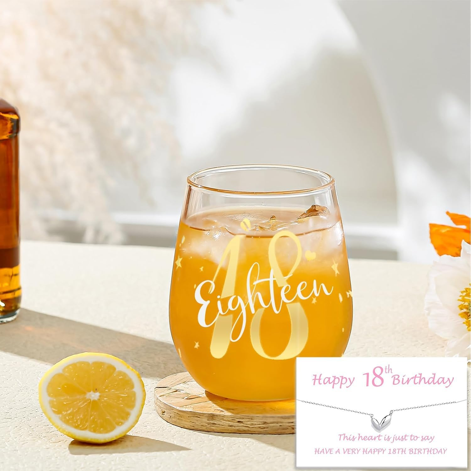 18Th Birthday Gifts for Girls Stemless Wine Glasses Personalised Birthday Gifts for Women Girls Unusual 18Th Birthday Decorations Gifts Presents for Women Best Friend Sister Birthday Glasses image number 1