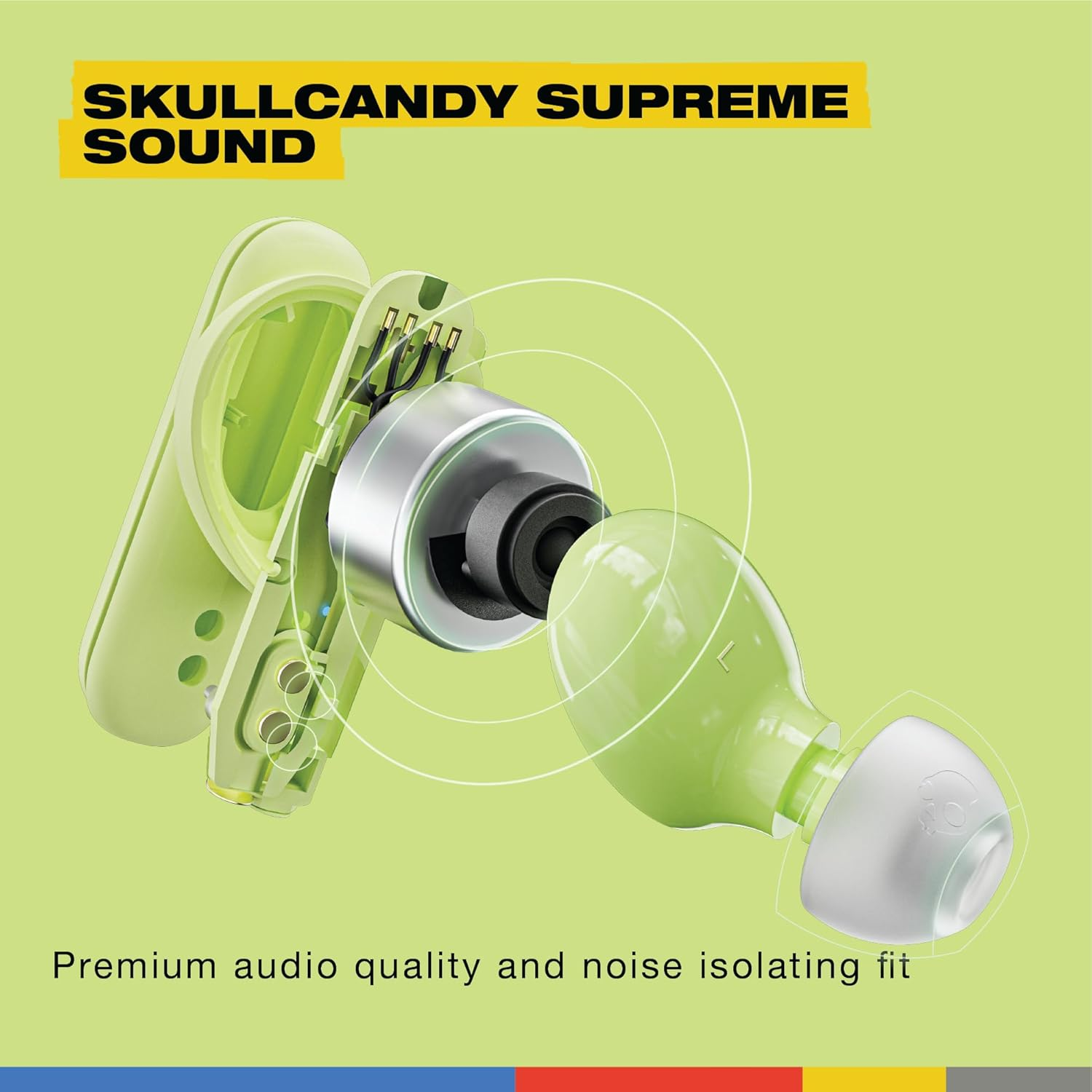 Skullcandy Smokin' Buds True Wireless Earbuds with Supreme Sound, 50% Renewable Plastics and Microphone, 20 Hours Battery, Bluetooth Earbuds for Iphone, Android, and More - Matcha - Bone image number 6