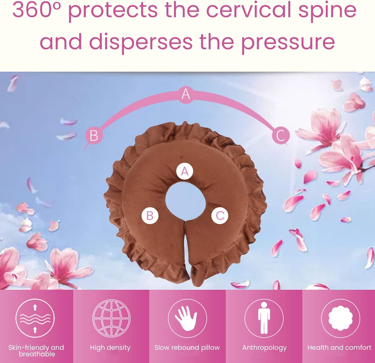 Massage Face Cushion, Soft U Shaped Neck Support Cushion for Massage Table, Massage Chairs, Detachable Universal Face Pillow for Beauty Salon, SPA, Travel, Massage(3#) - 3 image number 5