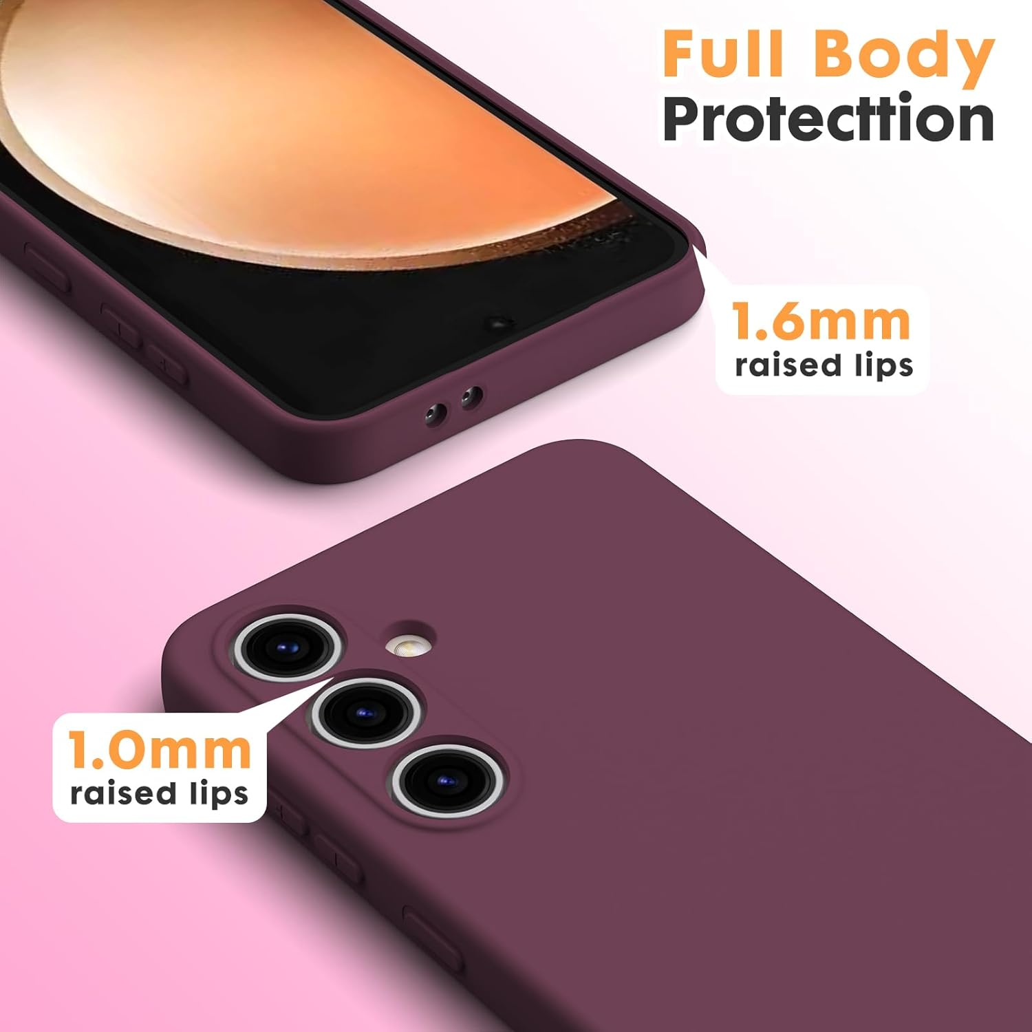 Byvuwiay Mobile Phone Case for Samsung Galaxy S25 FE 5G, Soft TPU Liquid Silicone Case, Shockproof, Scratch-Resistant, Samsung S25 FE 5G Protective Case, Wine Red image number 6