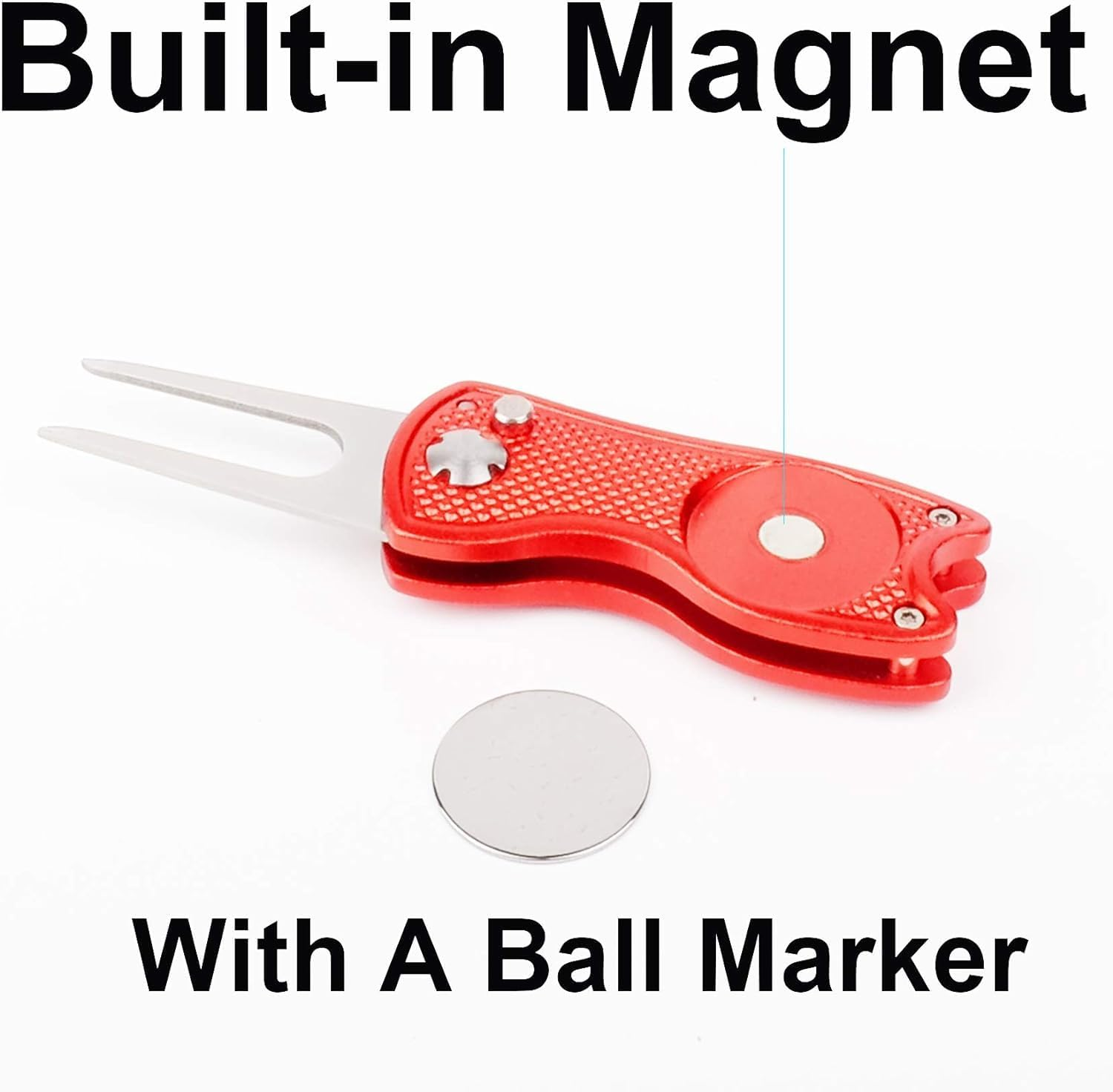 THJOPOKEEL Divot Repair Tool with 2 Ball Markers+ 1 Hat Clip Golf Divot Tool Divot Repair Tool Switchblade Golf Green Repair Fork Portable and Folding image number 2