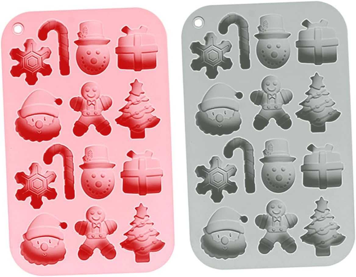 2Pcs Christmas Molds Silicone DIY Molds for Cookies Chocolates Fondant Baking image number 6