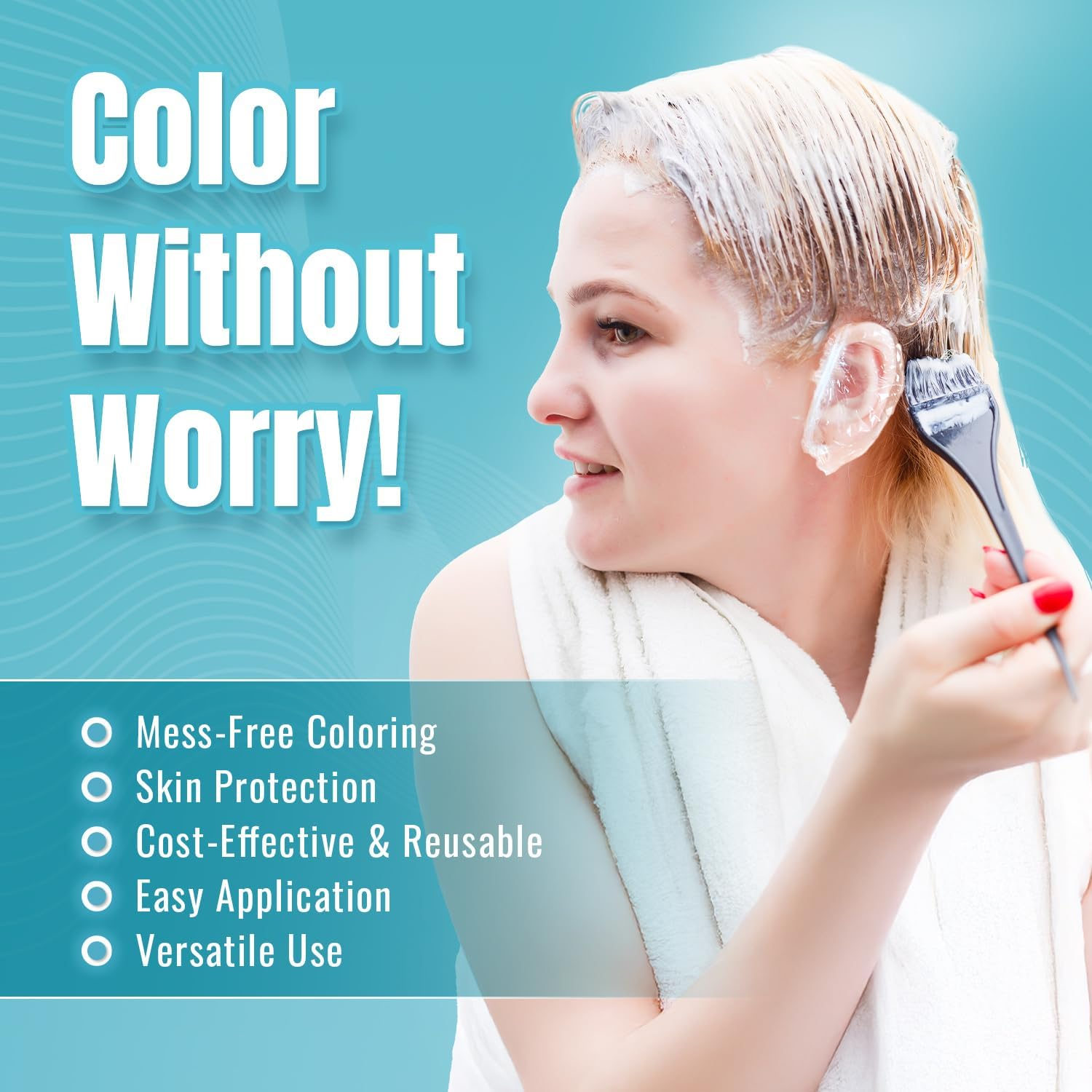 Herbishh Hair Color Ear Shield Covers, Reusable Hair Dye Stain Protection for Ears, Disposable & Waterproof Plastic Ear Shower Caps for Men & Women, Ideal for Salon & At-Home Use, 100 Pieces image number 1