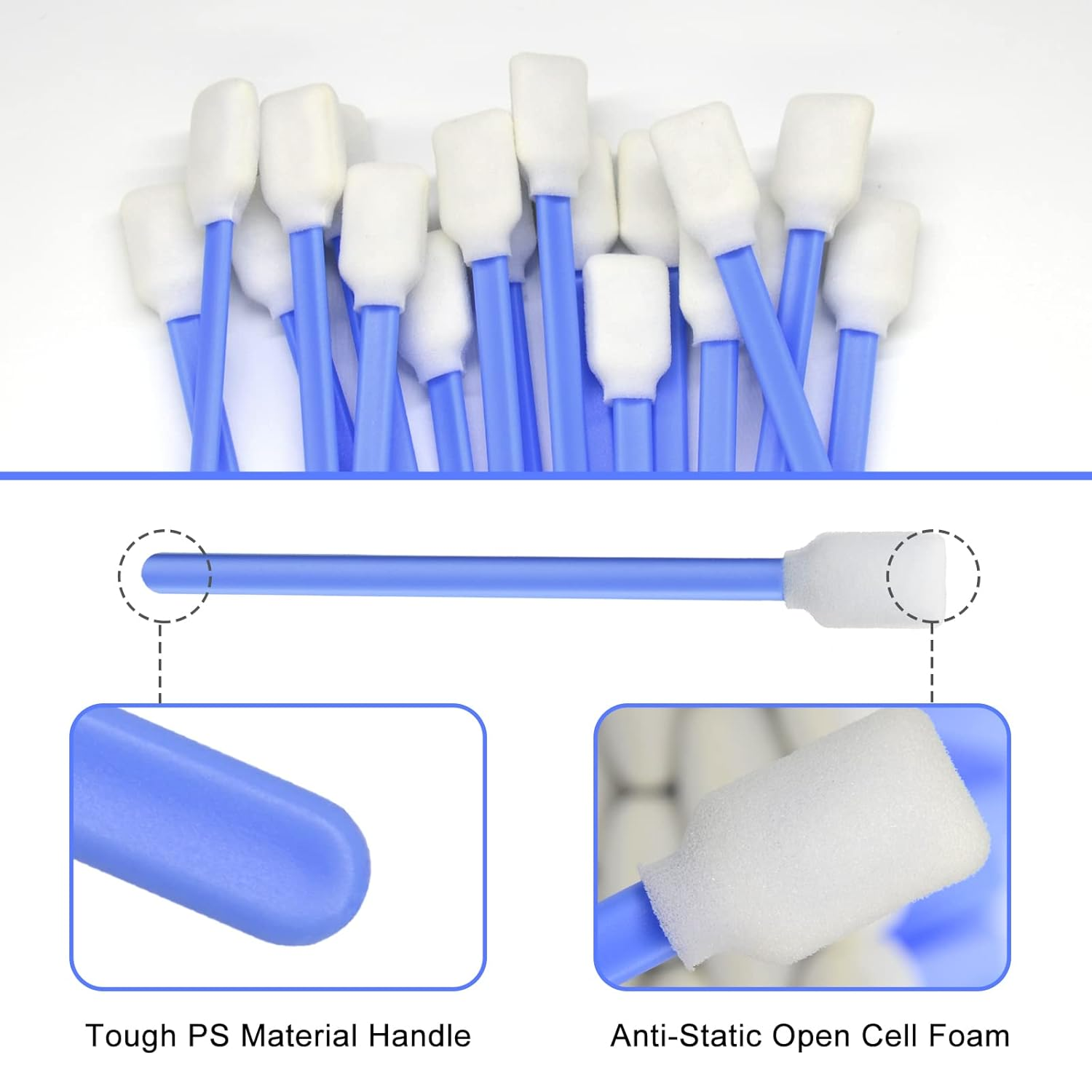 Wellgler'S Tape Head Cleaning Swabs，50 Lint Free Foam Swabs per Pack