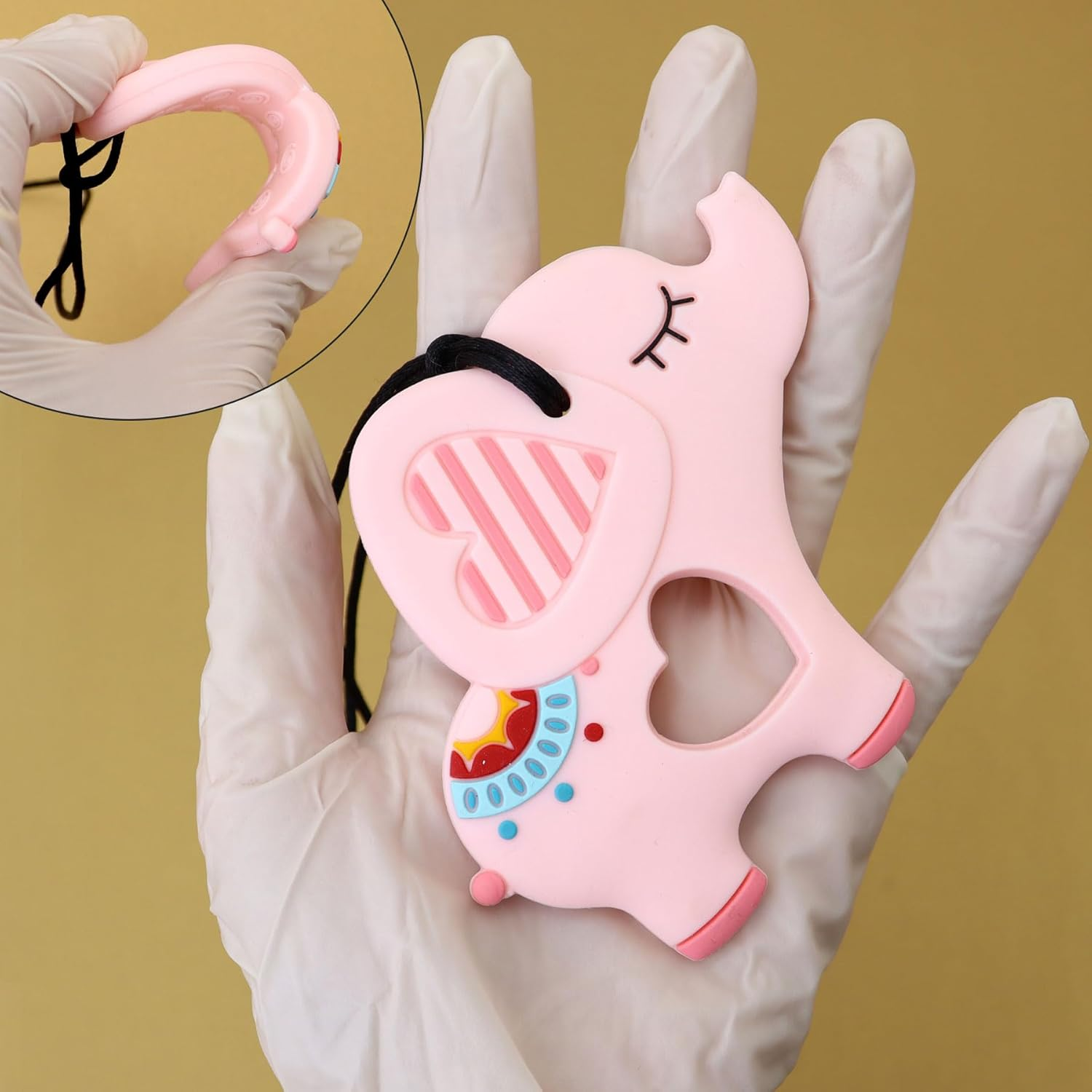 Panny & Mody Australian Local Manufacturer Sensory Chew Necklace, Silicone Elephant Pendant Teether Toy for Boy Girl Kids - Grey image number 3