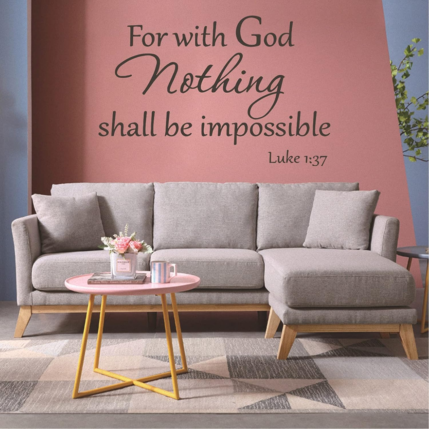 INCAUCA Bible Verse Wall Decals Peel and Stick, for with God Nothing Shall Be Impossible Luke 1:37 Wall Art Saying Sticker, Inspirational Spiritual Religious Wall Decor for Church Home Pray image number 3