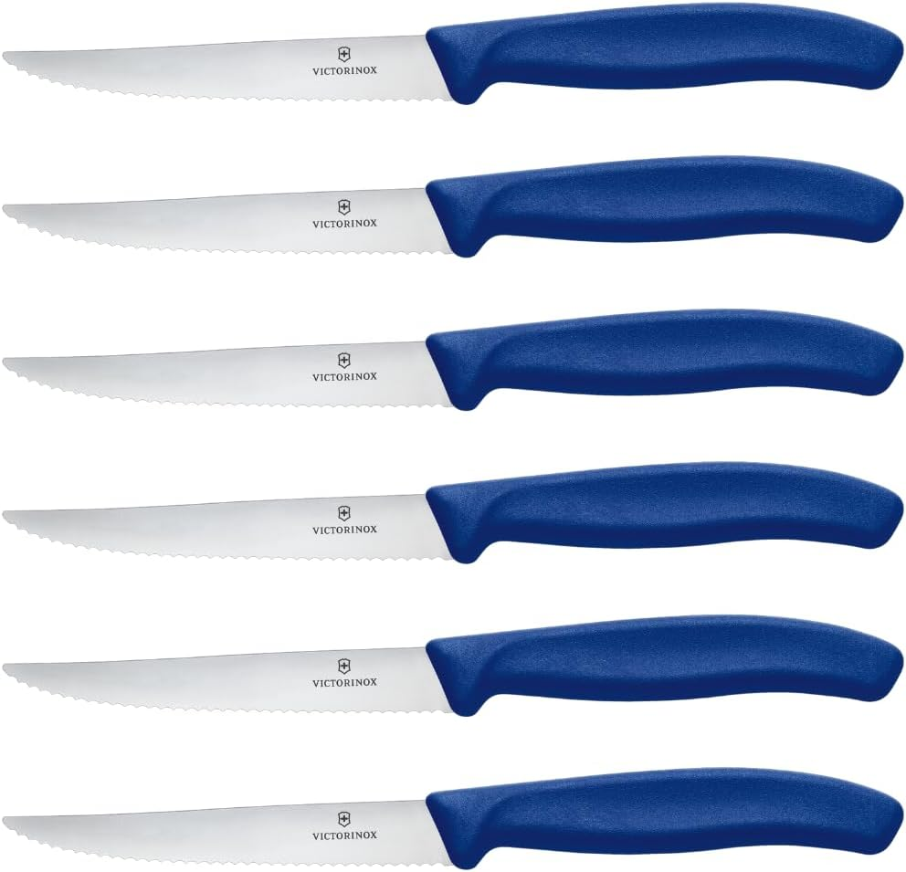 Victorinox Swiss Classic Steak & Pizza Knife, 6 Piece Set, Wavy Edge 11Cm - Blue image number 2